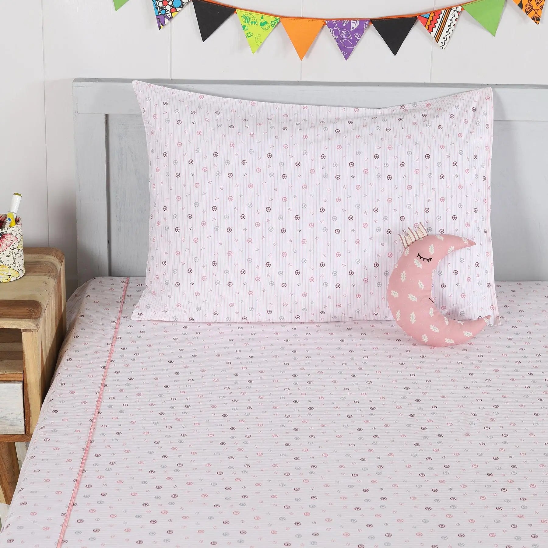 Ball Pink Cotton Singe Bedsheet with Pillow Cover kids