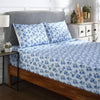 Gulistan Aqua and Blue Screen Print Cotton Bed Sheet with Two Pillow Cover