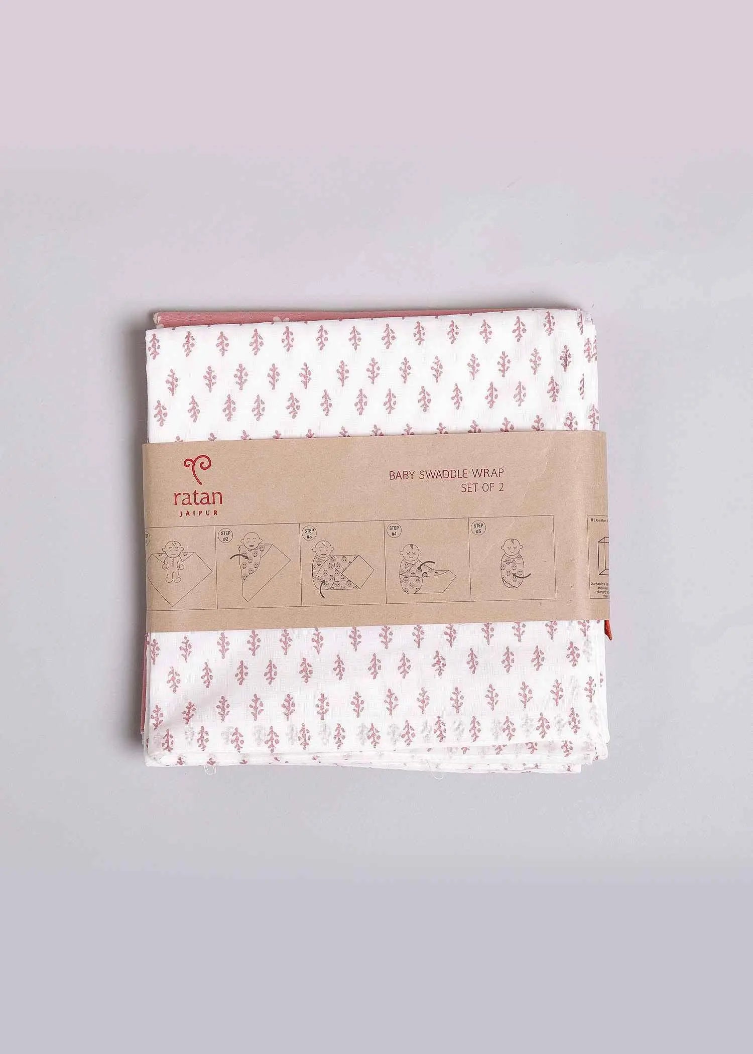 Leaf Pink Cotton Baby Wrap (Set of 2)