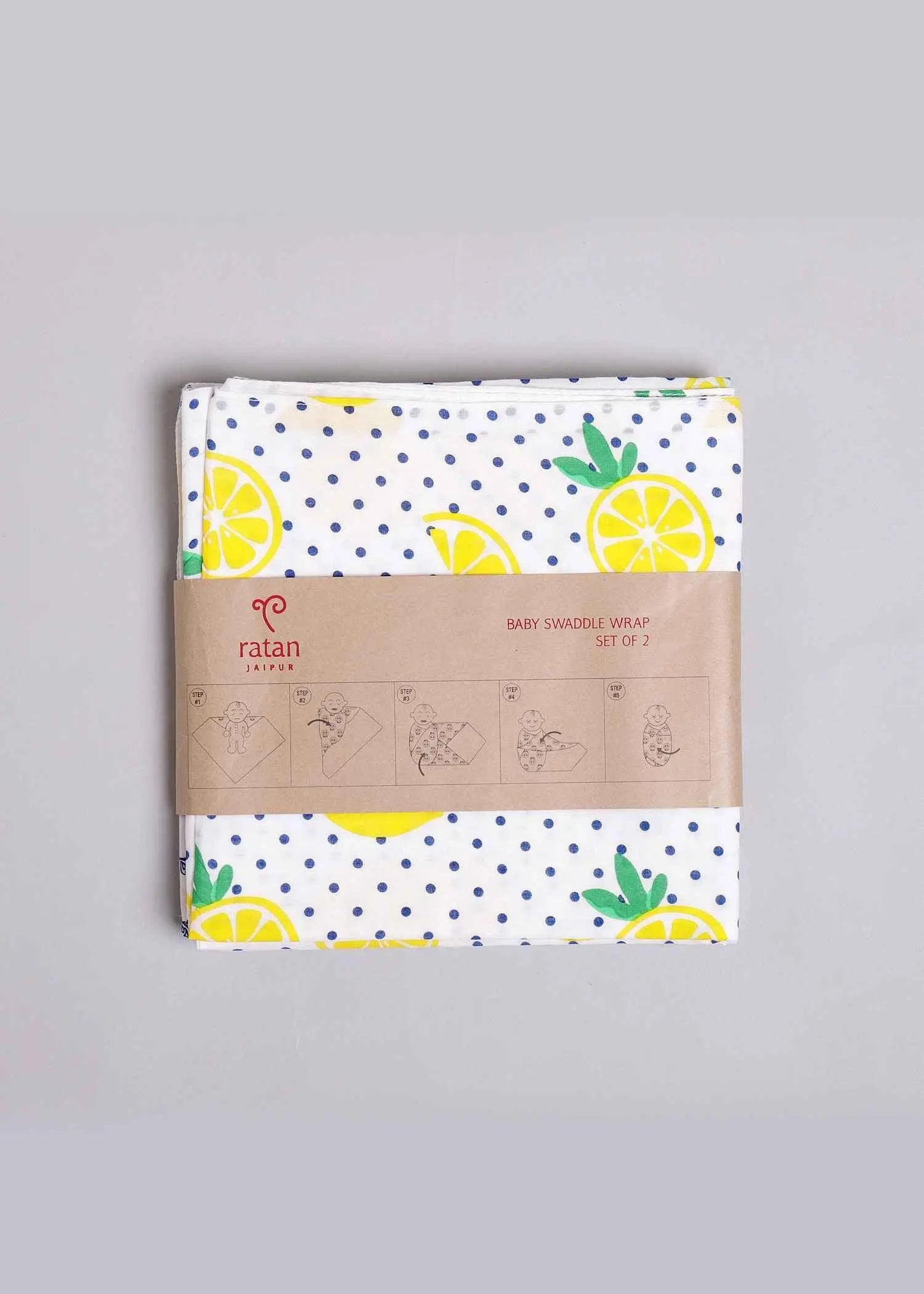 Lemon and Leaf Yellow Cotton Baby Wrap (Set of 2)