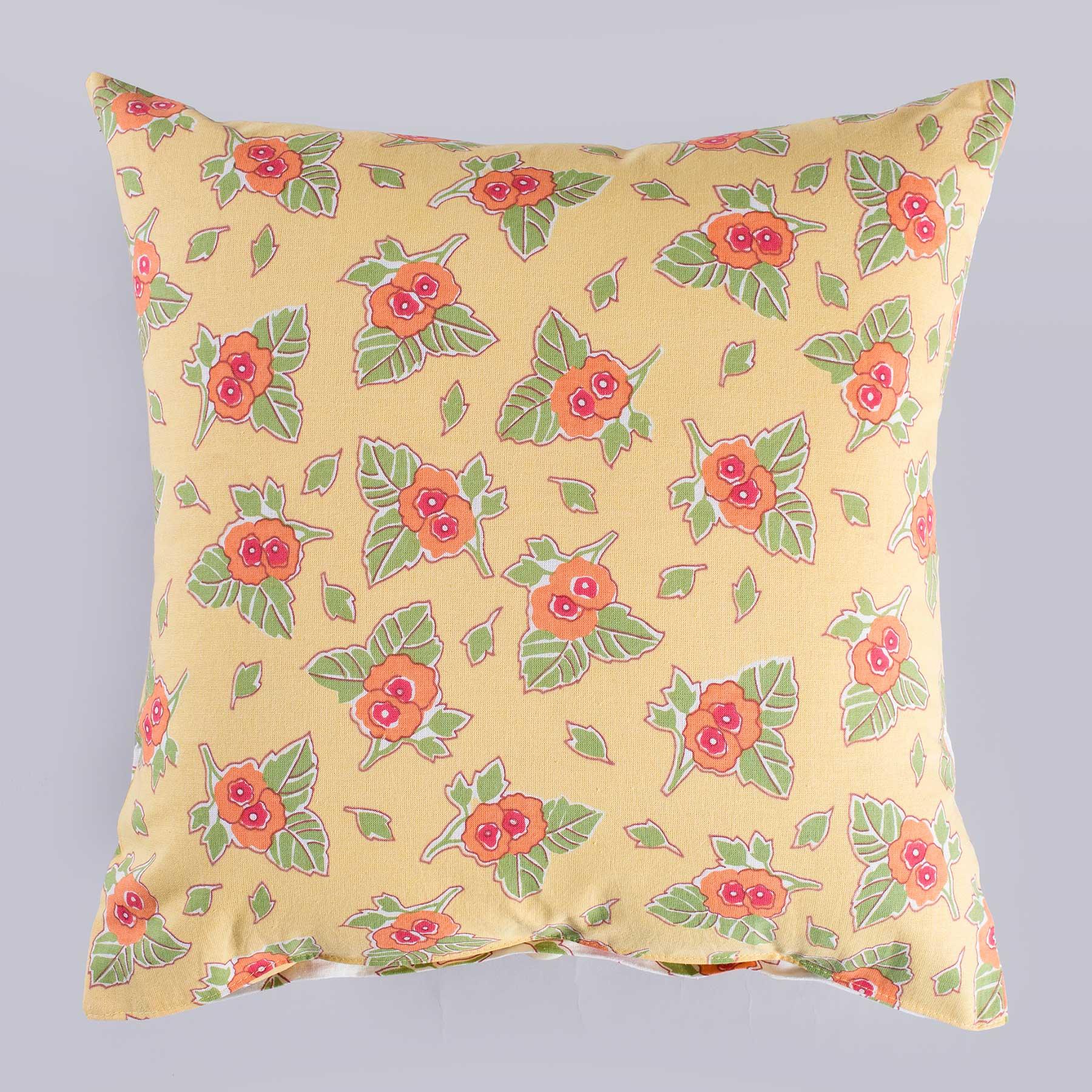 Kyari Yellow and Pink Cotton Cushion Cover