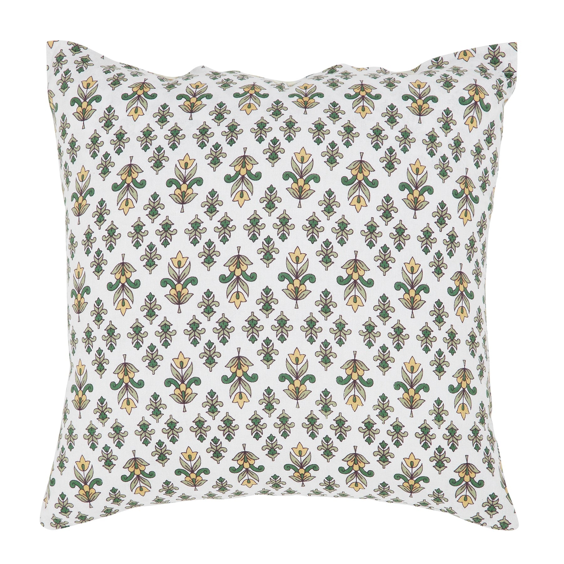 Paisley Green & Beige Cotton Cushion Cover