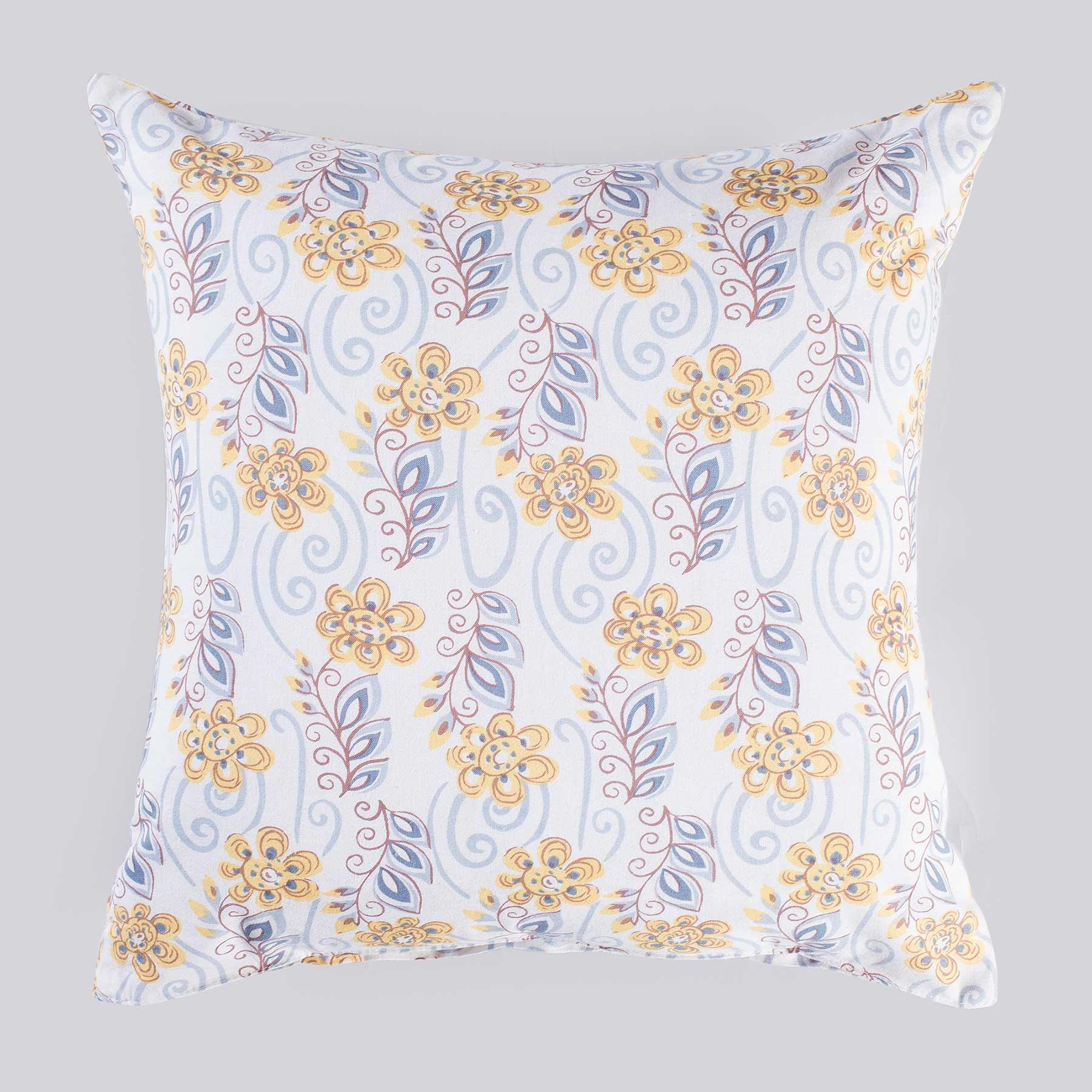 Vaidehi Grey and Yellow Cotton Cushion Cover