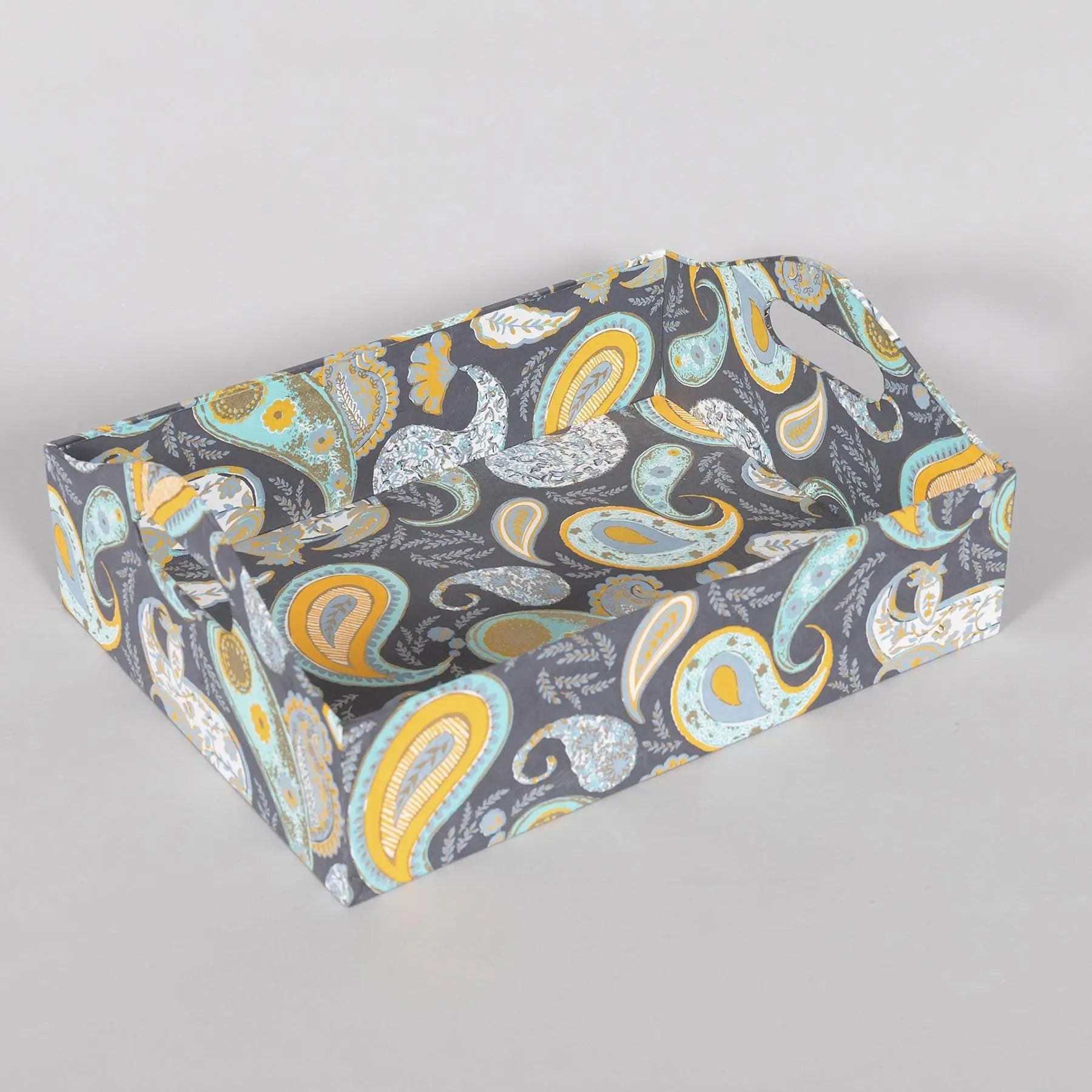 Paisley Grey Curved Tray Set of 2