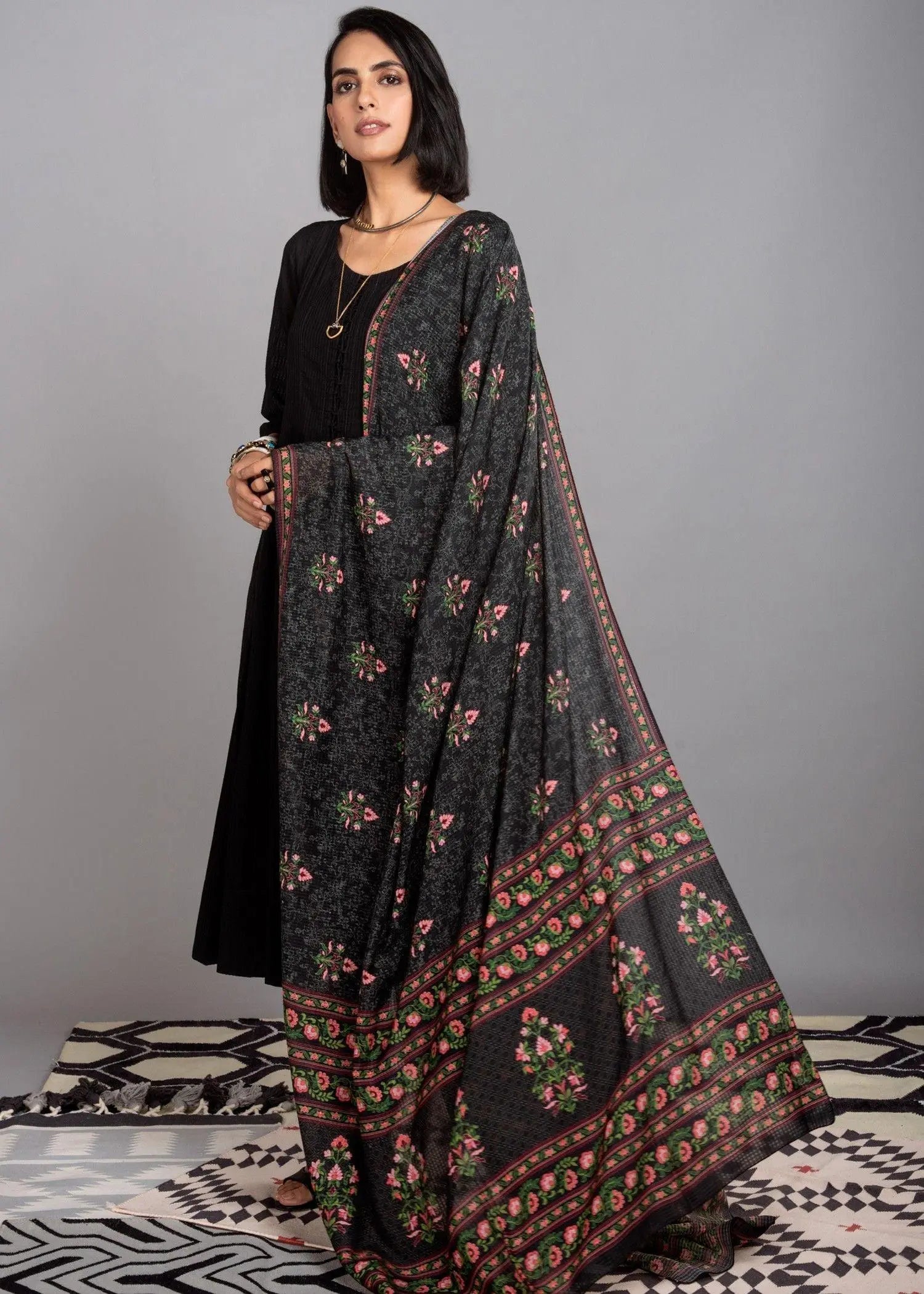 Black Viscose Dupatta