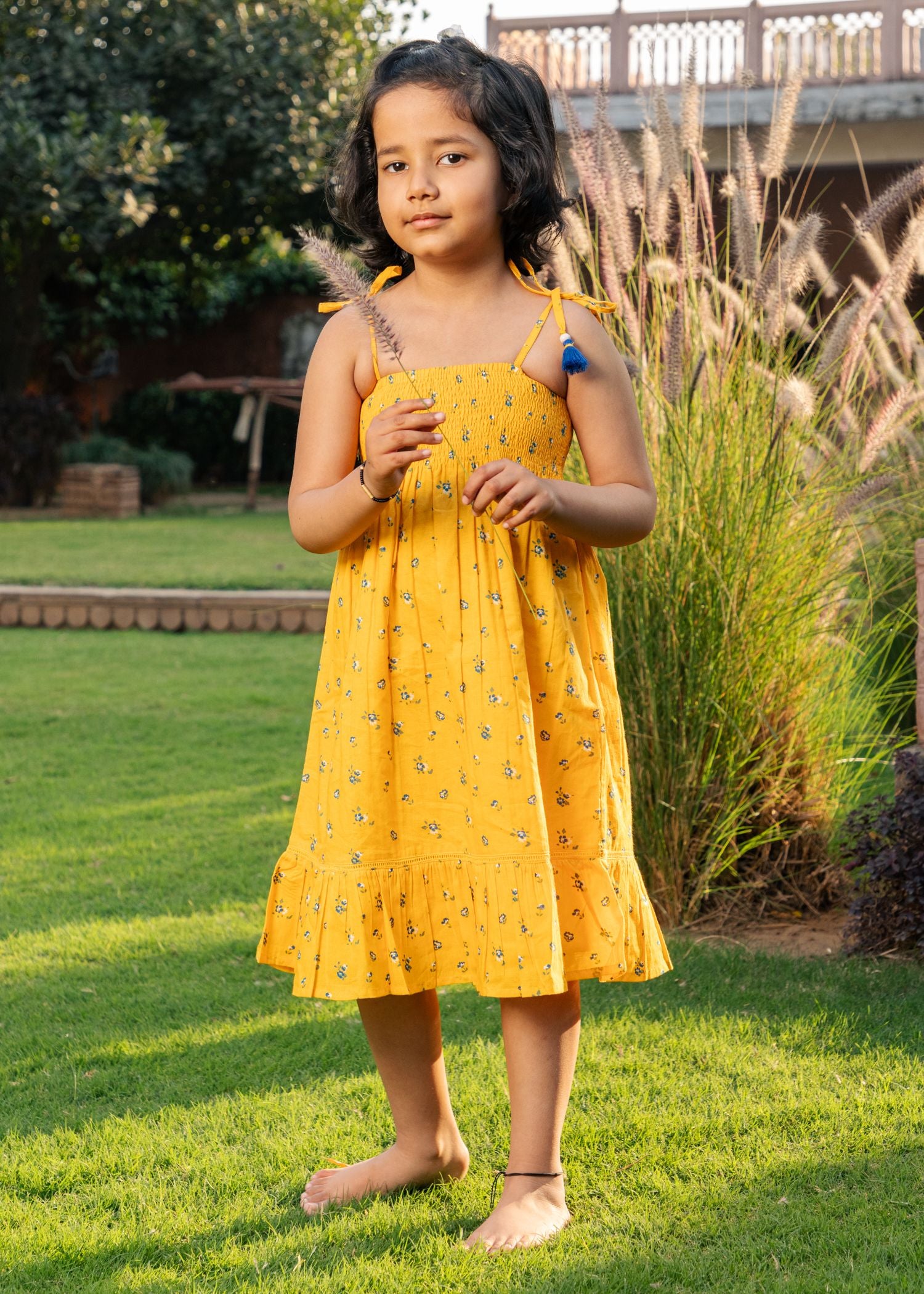 Sunflower Bloom Yellow Cotton Dress Girl (2 to 9 Years)