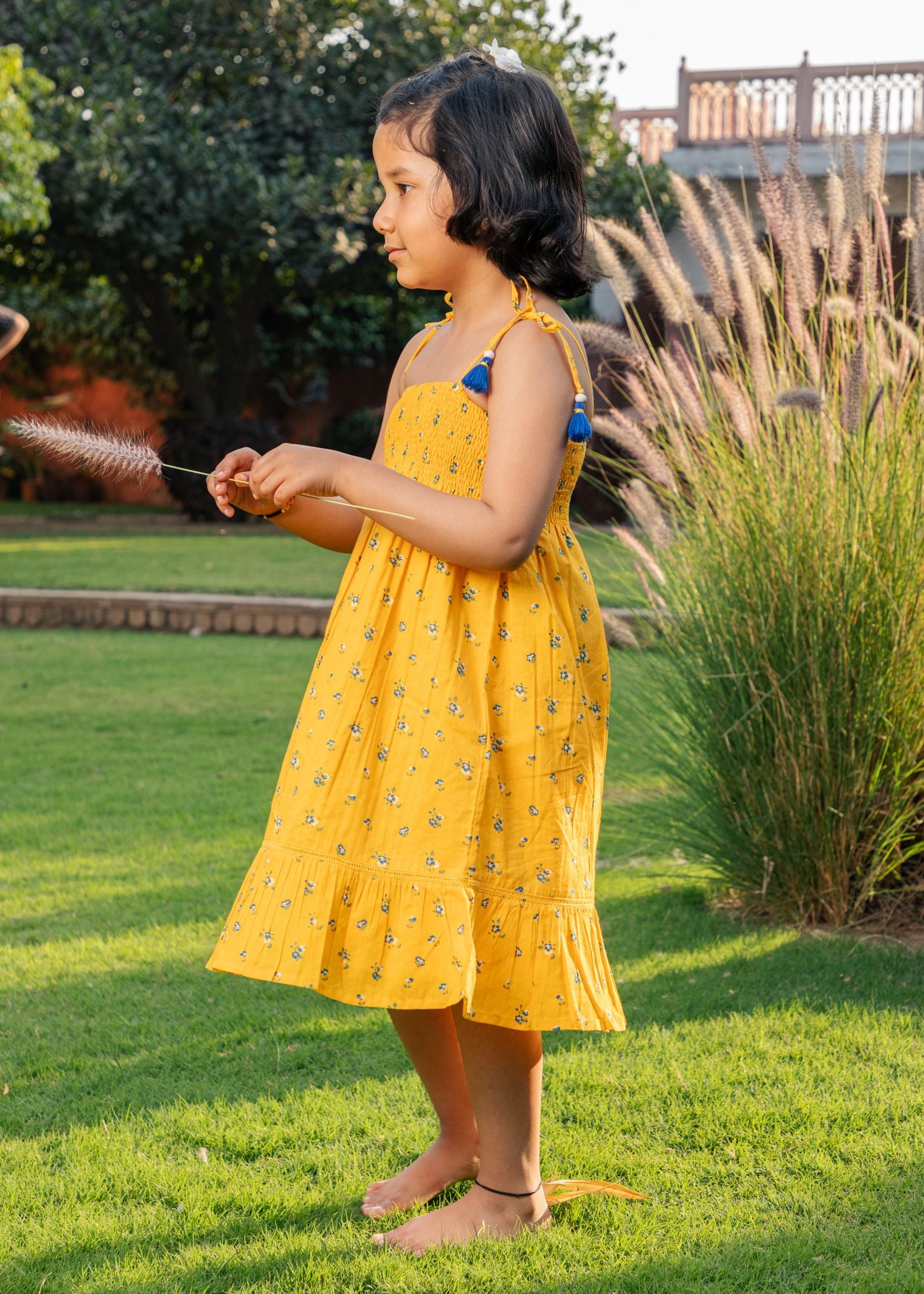 Sunflower Bloom Yellow Cotton Dress Girl (2 to 9 Years)