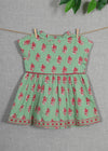Sanya Petunia Buti Green Cotton Dress Baby Girl (6-24 months)