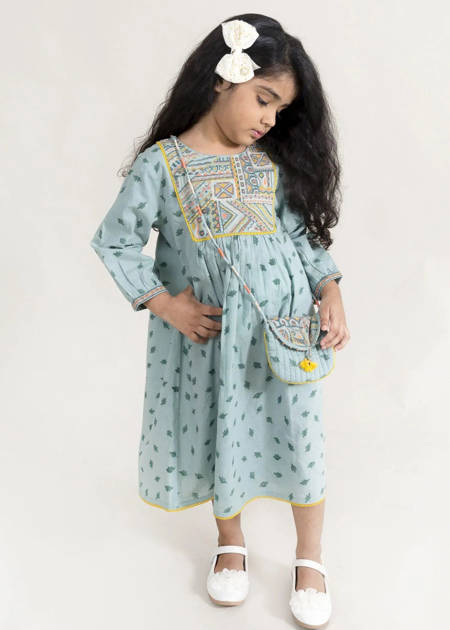 Ruby Patti Green Cotton Dress Girl (2Years to 14 Years)