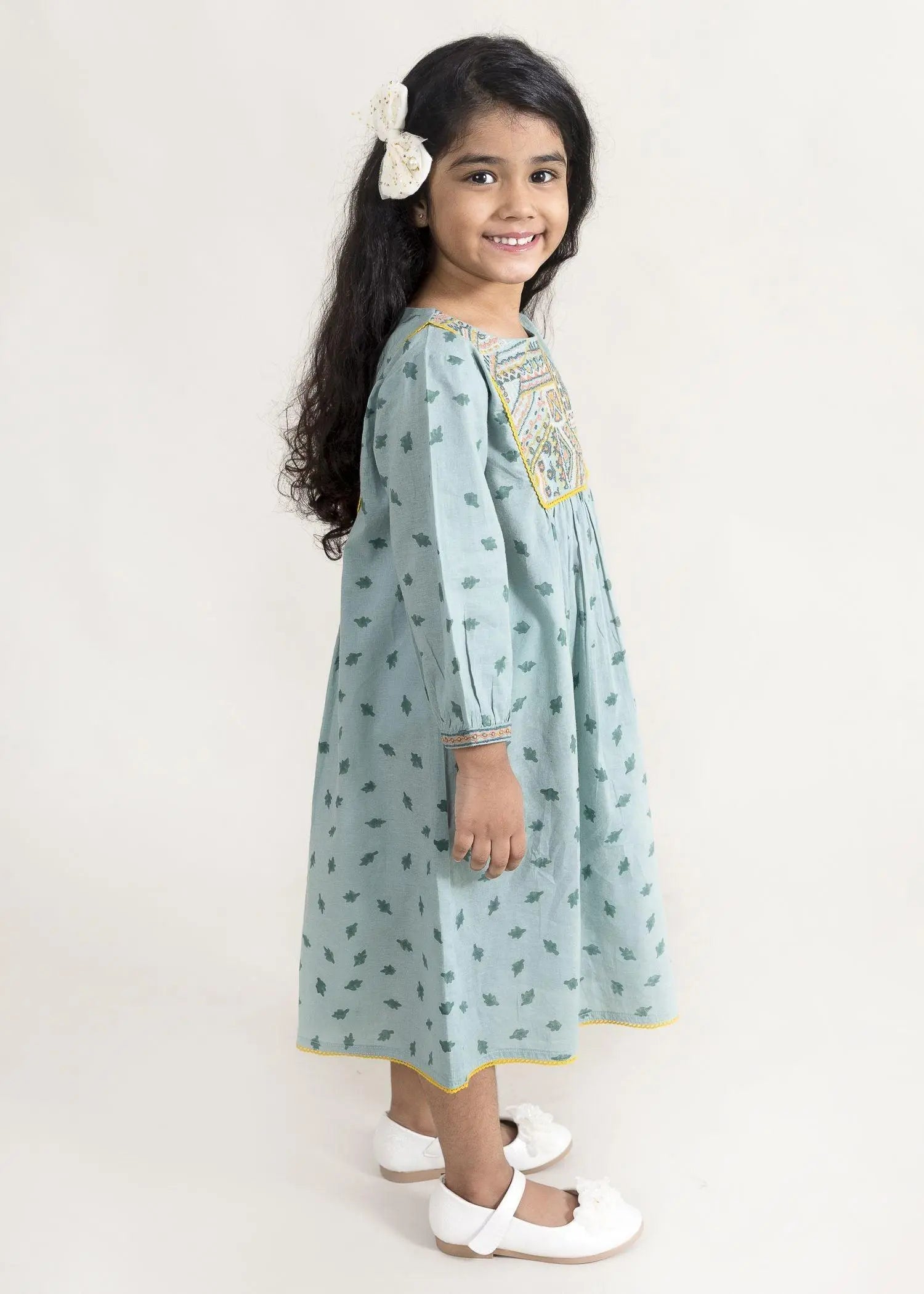 Ruby Patti Green Cotton Dress Girl (2Years to 14 Years)