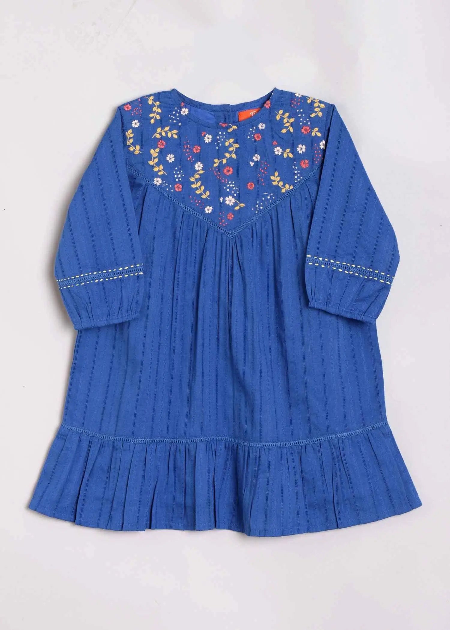 Victoria Embroidered Orange Cotton Dress (6 Month to 9 Years)