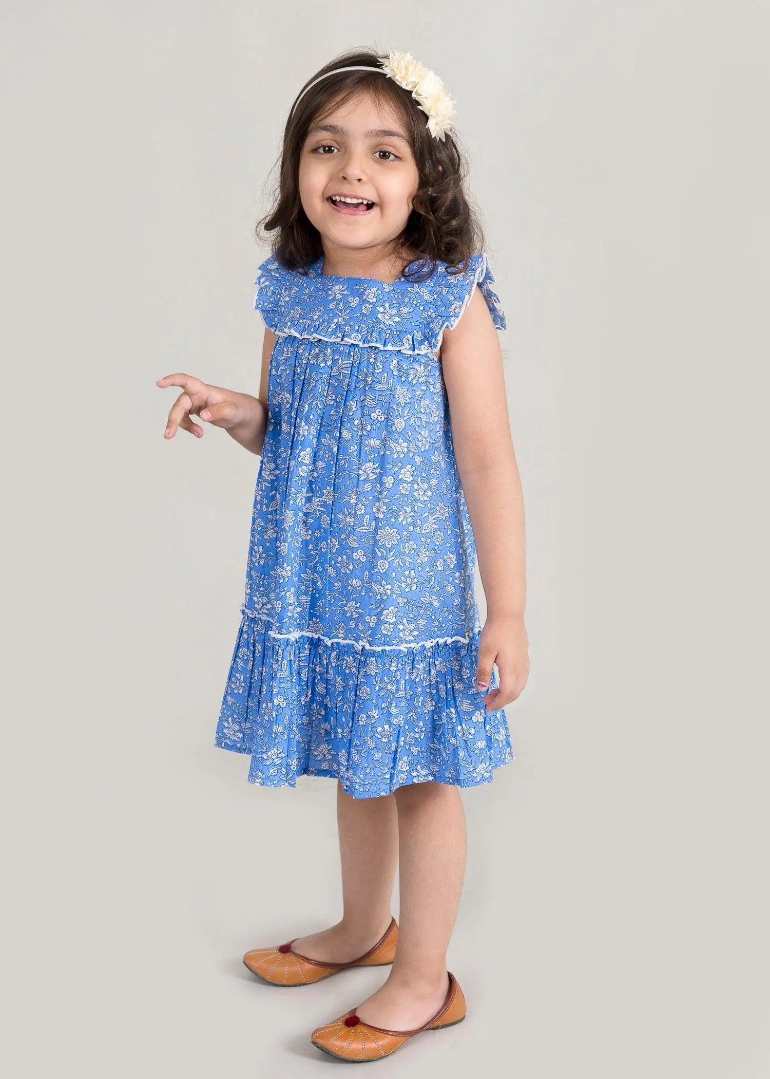 Pixie Jaal Blue Cotton Dress Girl (2 to 9 Years)