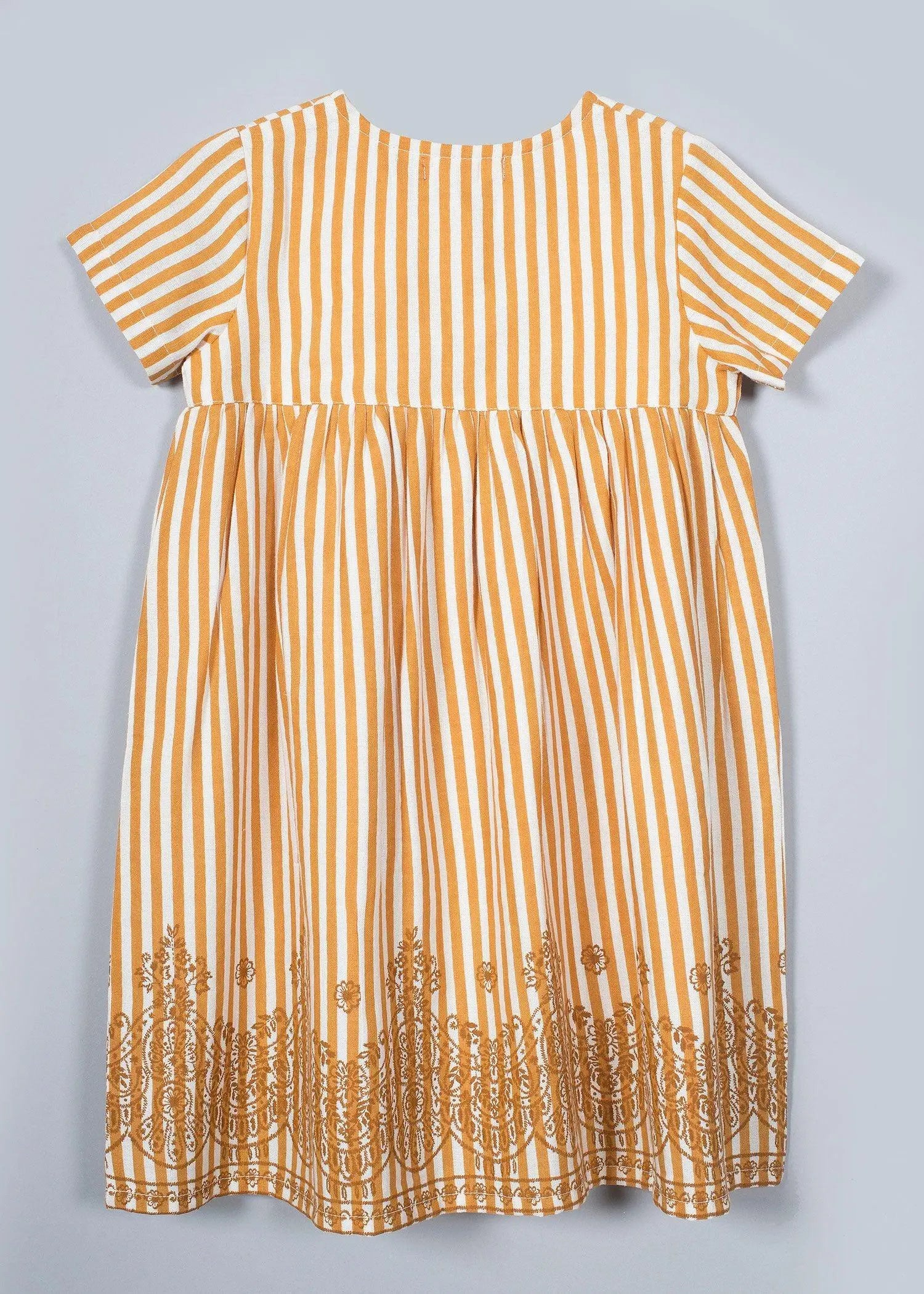 Sharvi Yellow Stripes Viscose Dress Girl (2-9 Years)