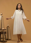 White Chikankari Flare Cotton Dress