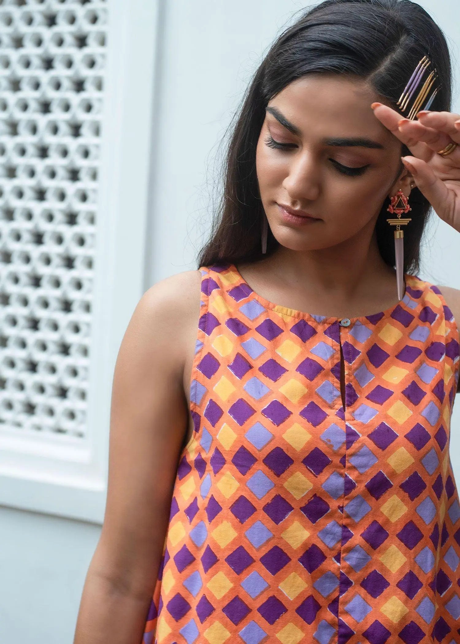 Clara Orange Cotton Dress