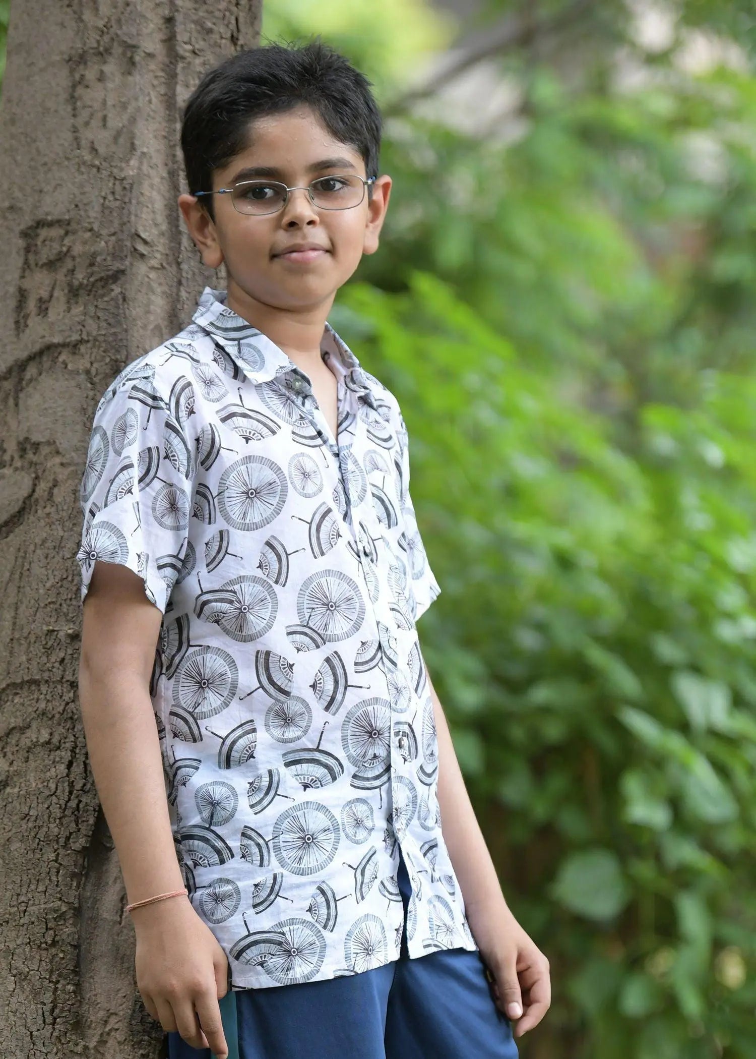 Umbrella Black and White Cotton Shirt Boy (2-12 Years)