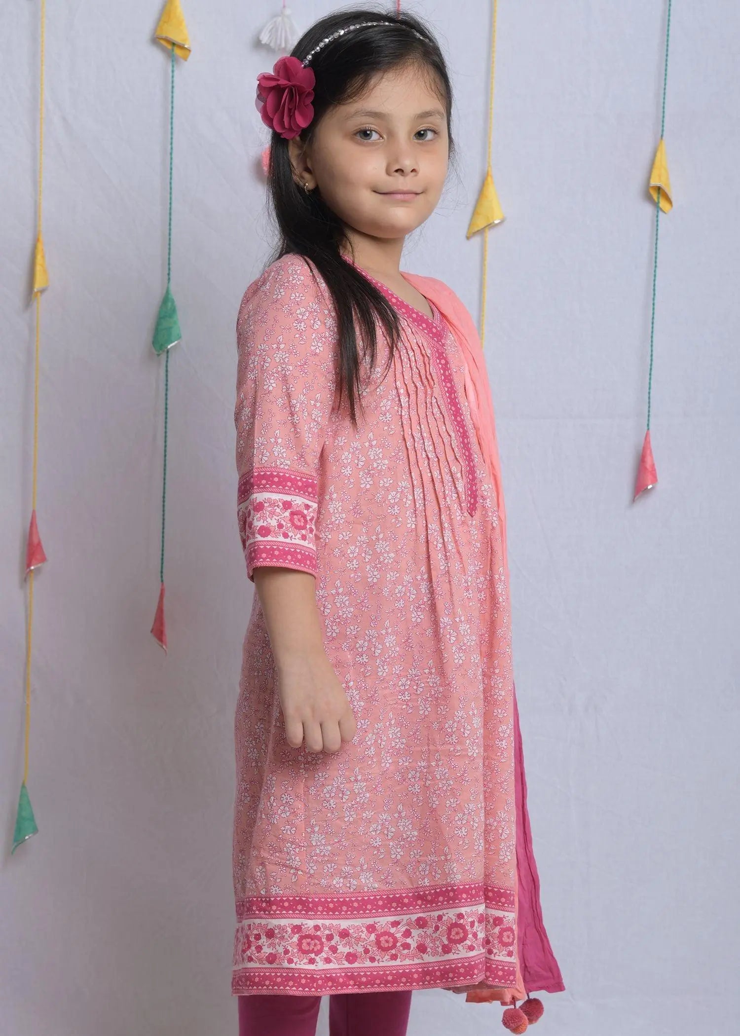 Nagma Barkha Pink Cotton Kurta With Dupatta Girl (2-12 Years) (Set Of 2)