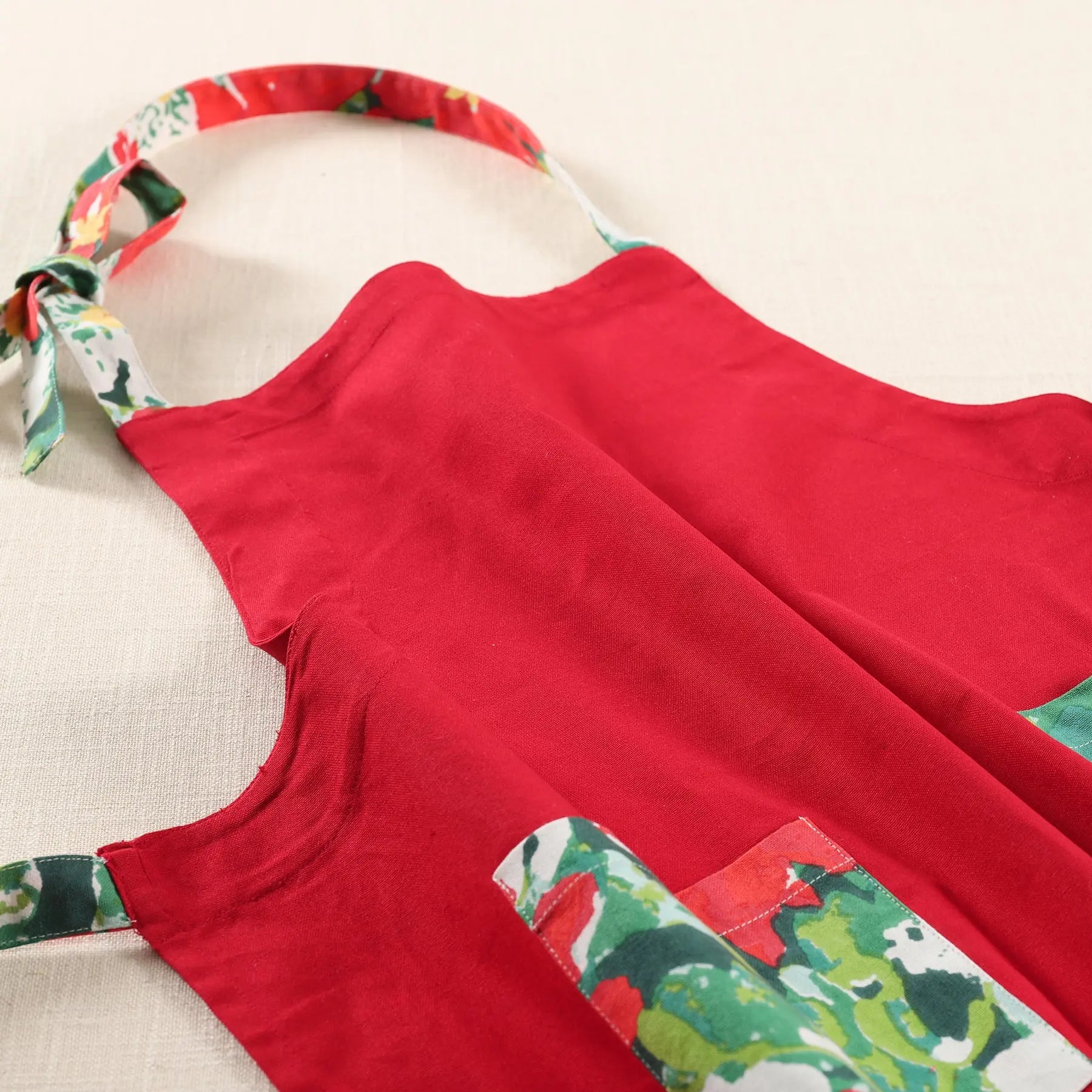 Feliz Red Cotton Printed Apron