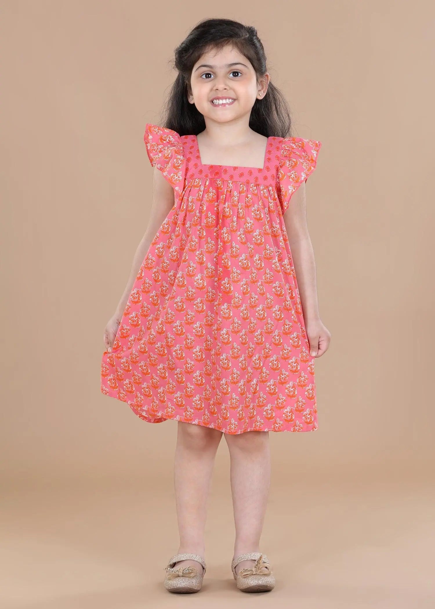 Hersilia Pink Scarlett Cotton Dress (2-9 Years)