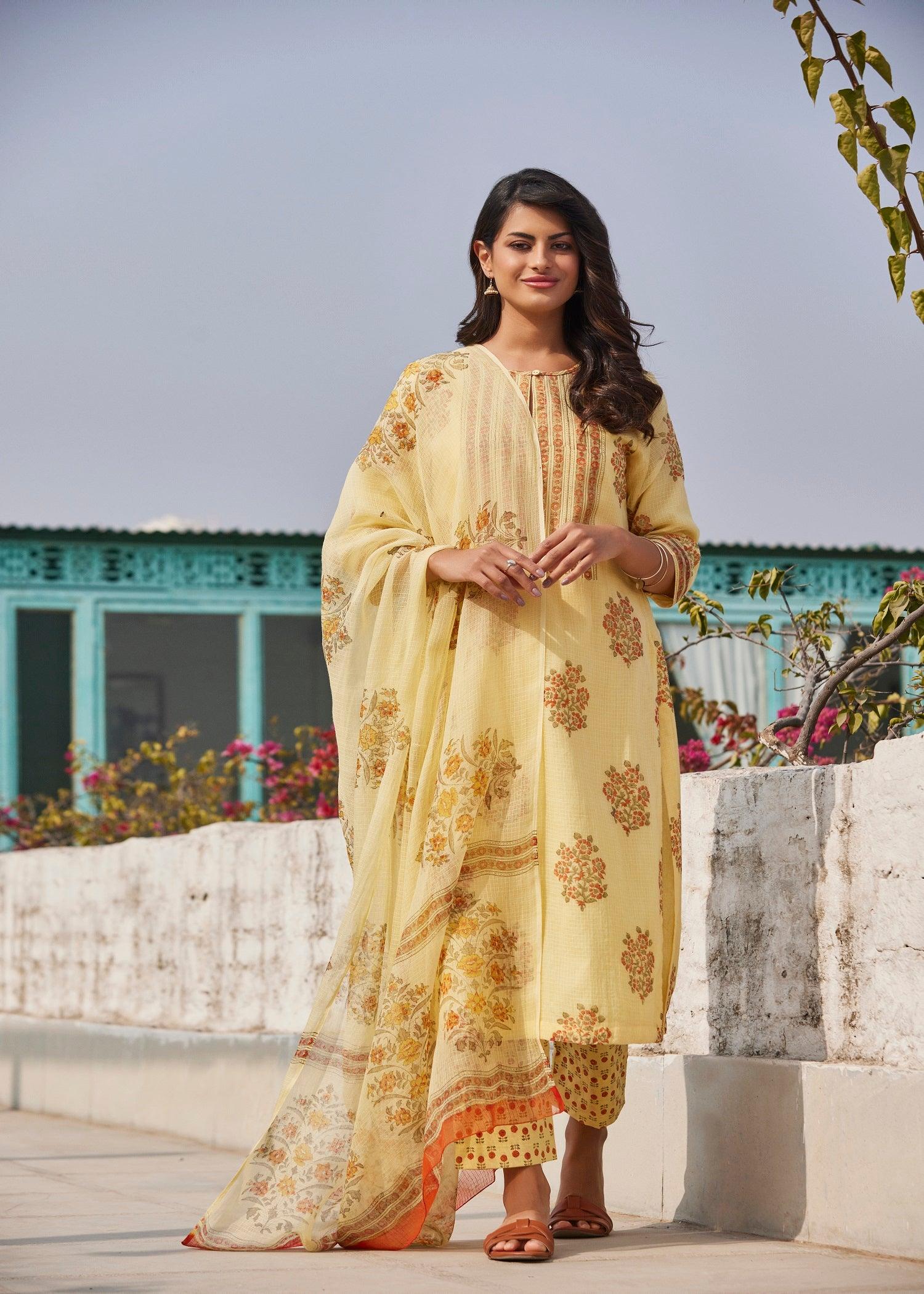 Kota Doria Straight Kurta Set