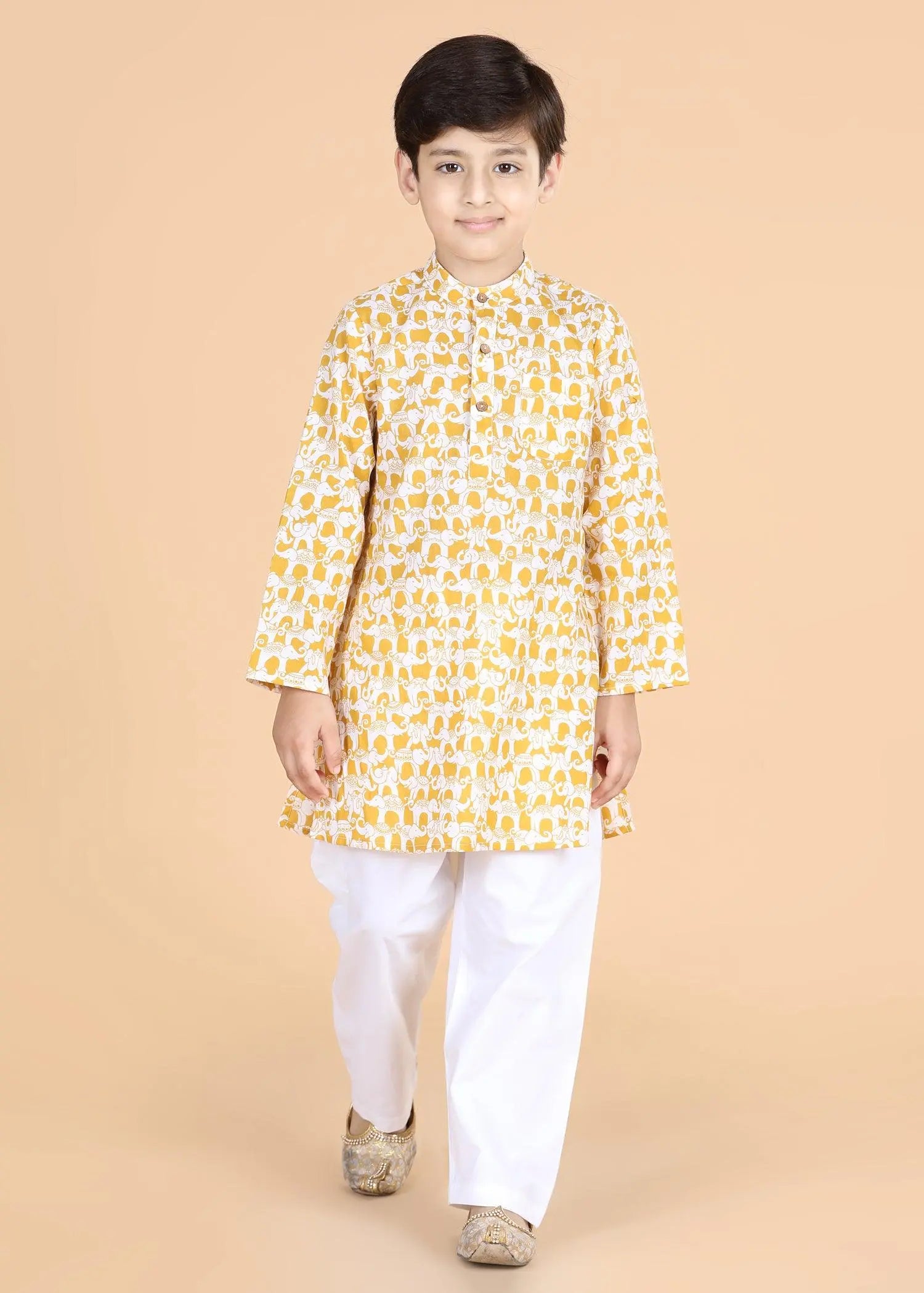 Airawat Ochre Cotton Kurta Boys (0-12 Yrs)