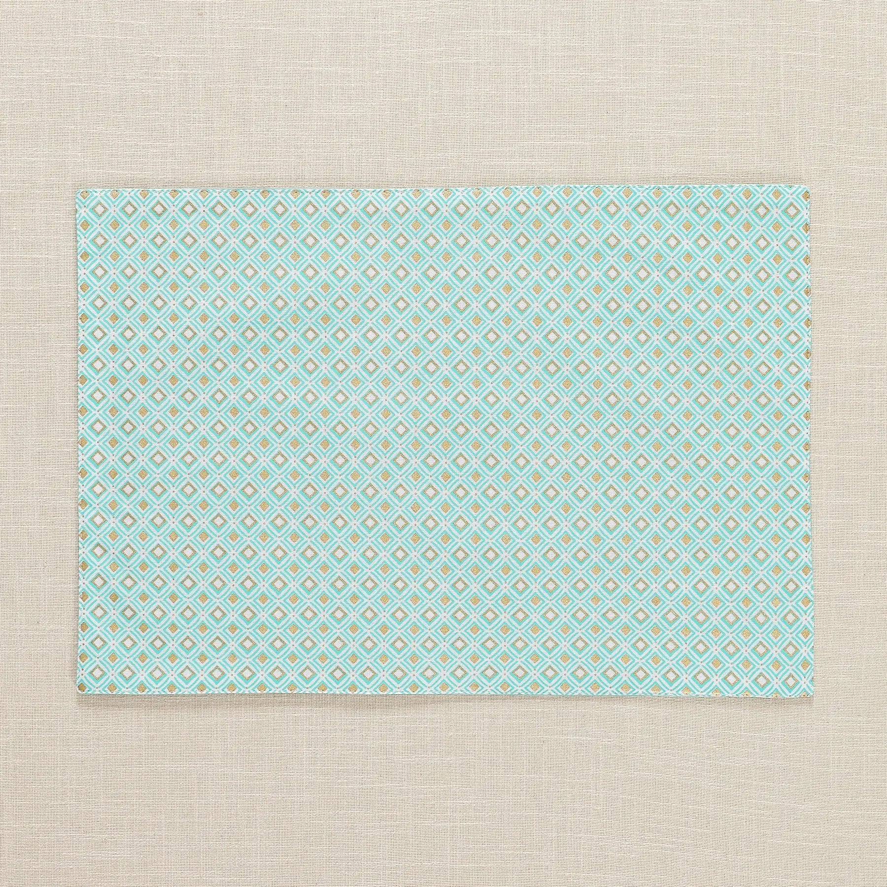 Geo Gold & Light Green Cotton Table Mat Set of 6