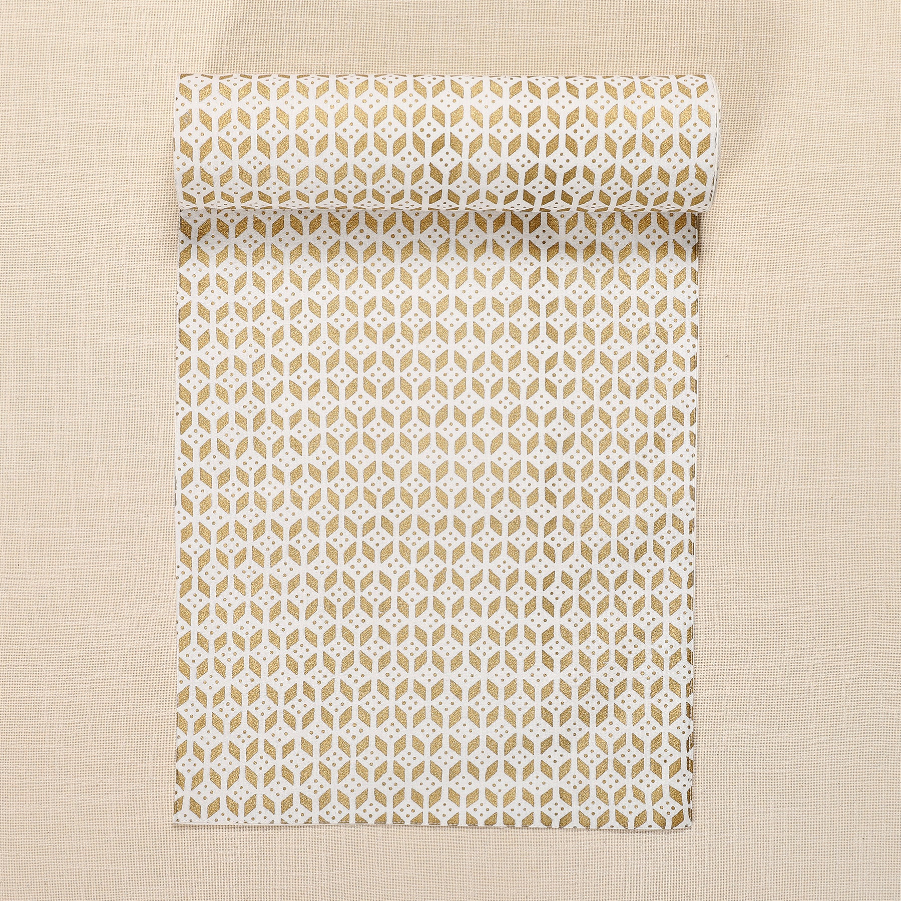 Harmony Gold & White Cotton Runner