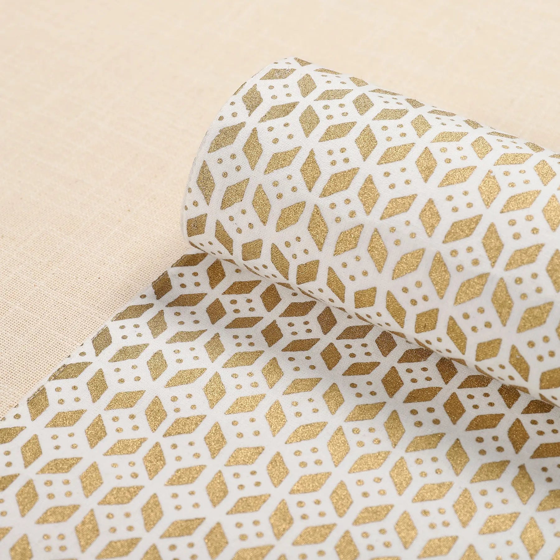 Harmony Gold & White Cotton Runner