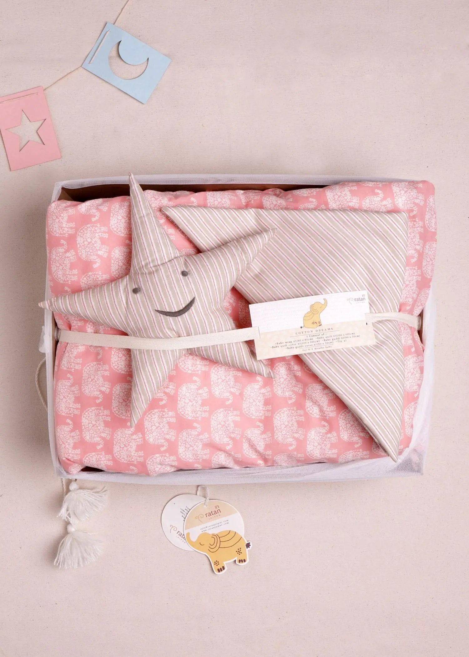 Gaj Stripes Pink CottonCotton Dreams Baby Gift Set (0-6 Months)