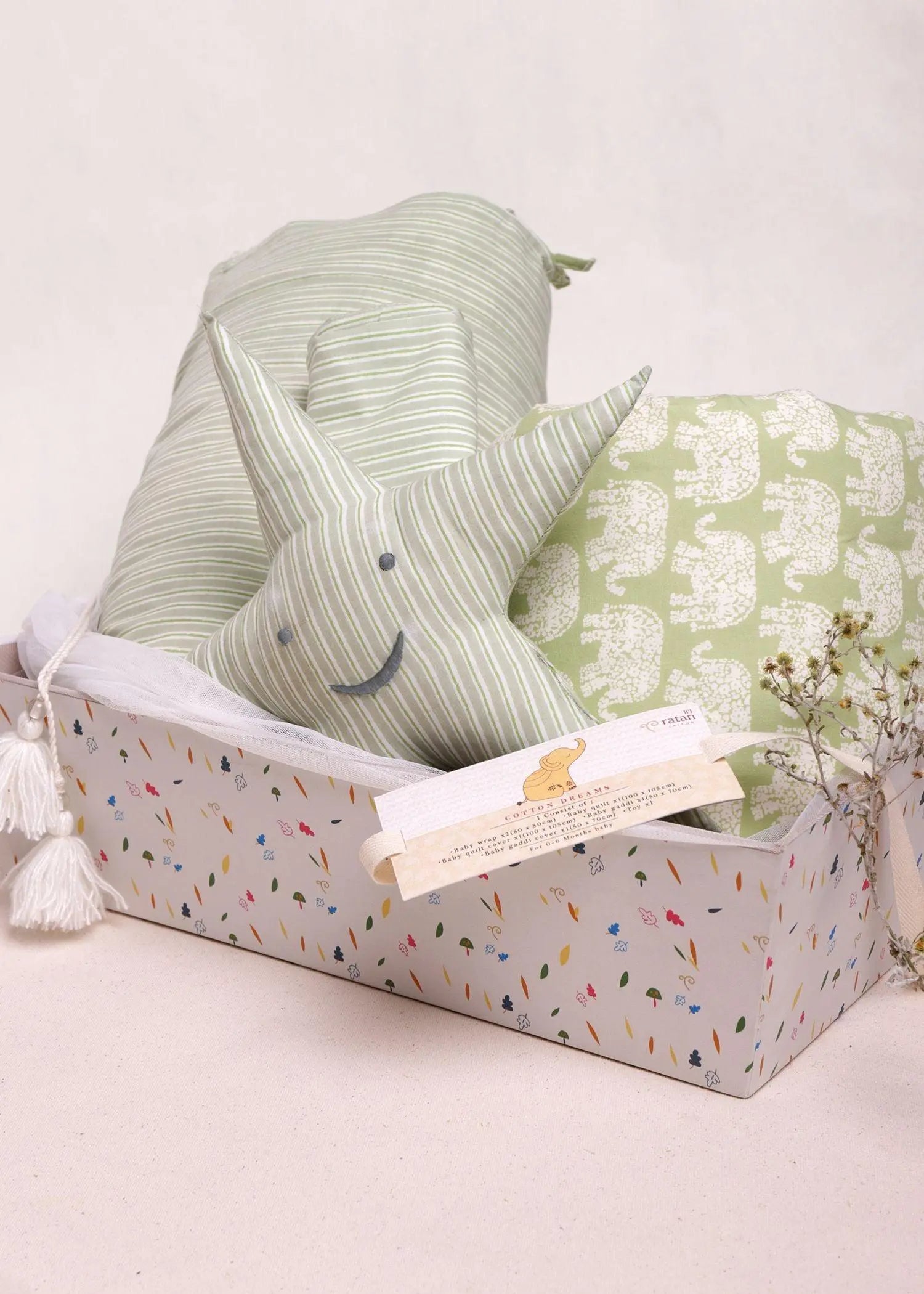 Gaj Stripes Green Cotton Dreams Baby Gift Set (0-6 Months)