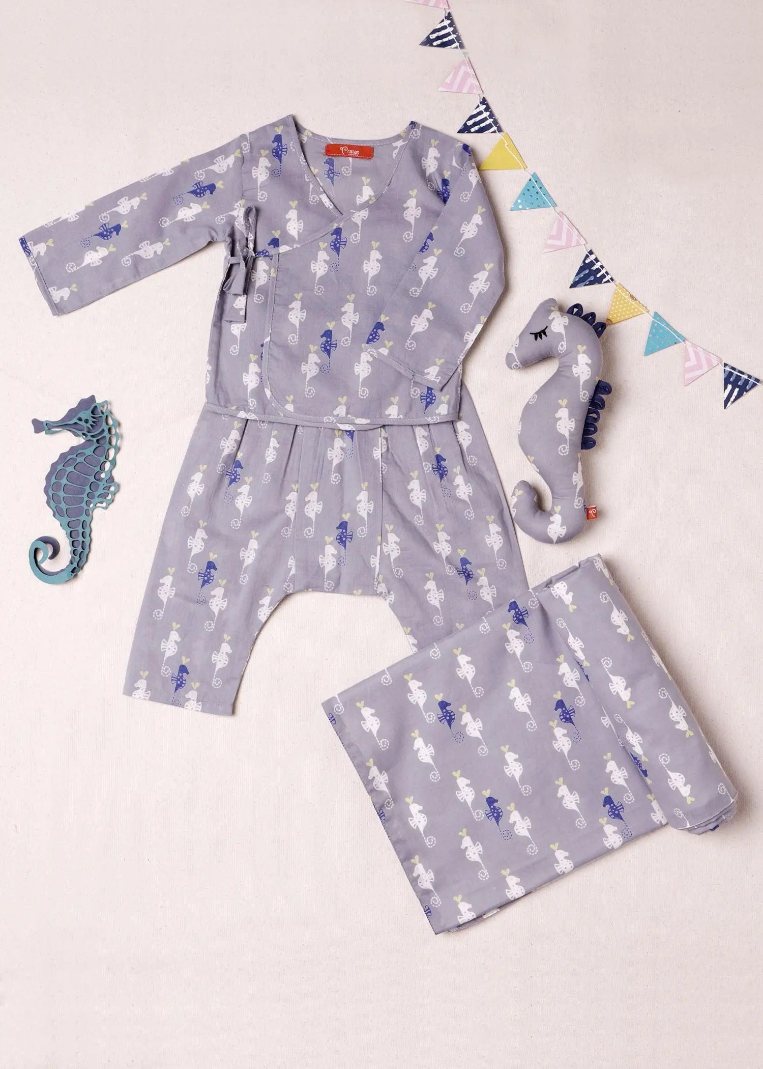 Seahorse Grey CottonSnuggle Box Baby Gift Set(3-12 Months)