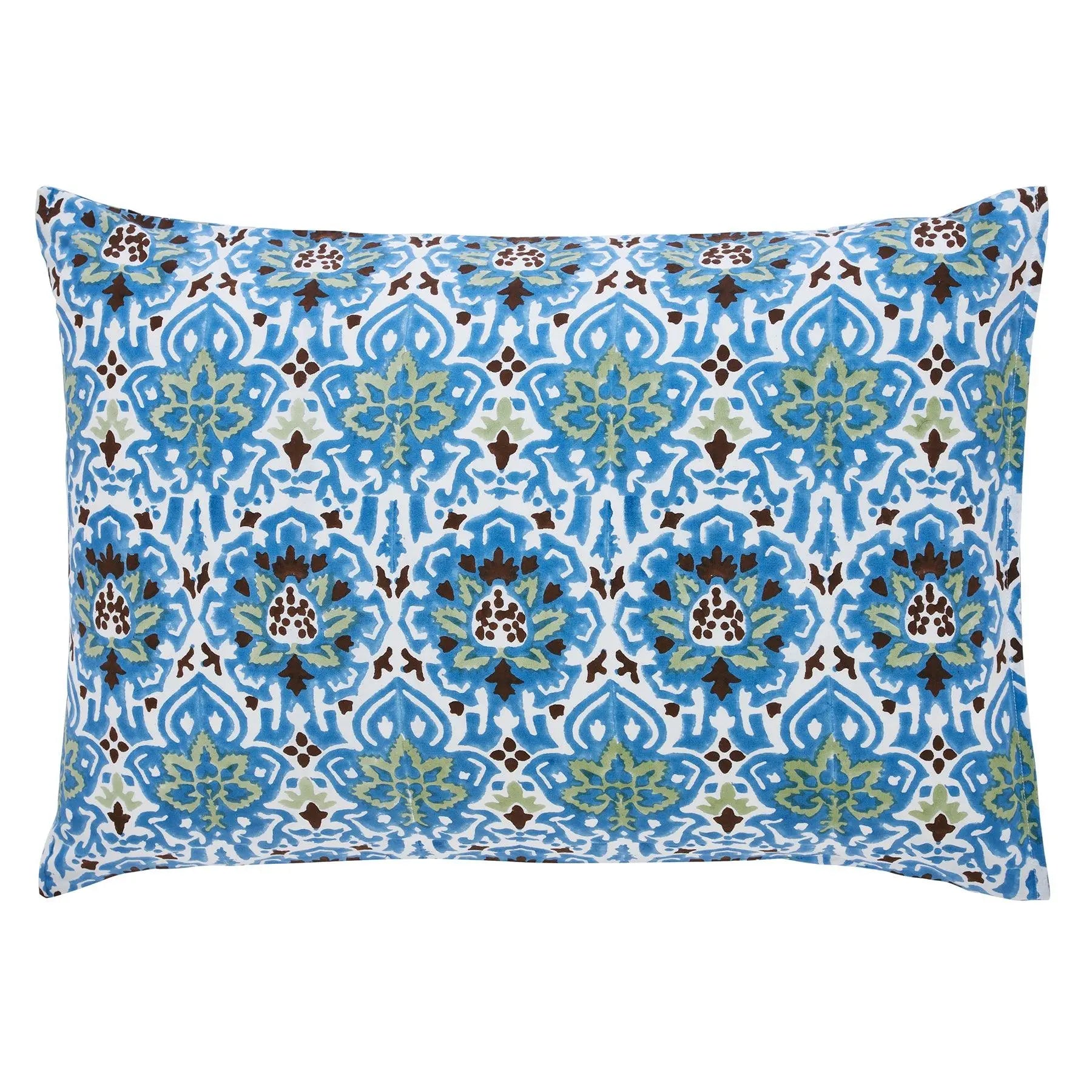 Dotted Flower Multi Color Hand Block Printed Cotton Pillow Cover