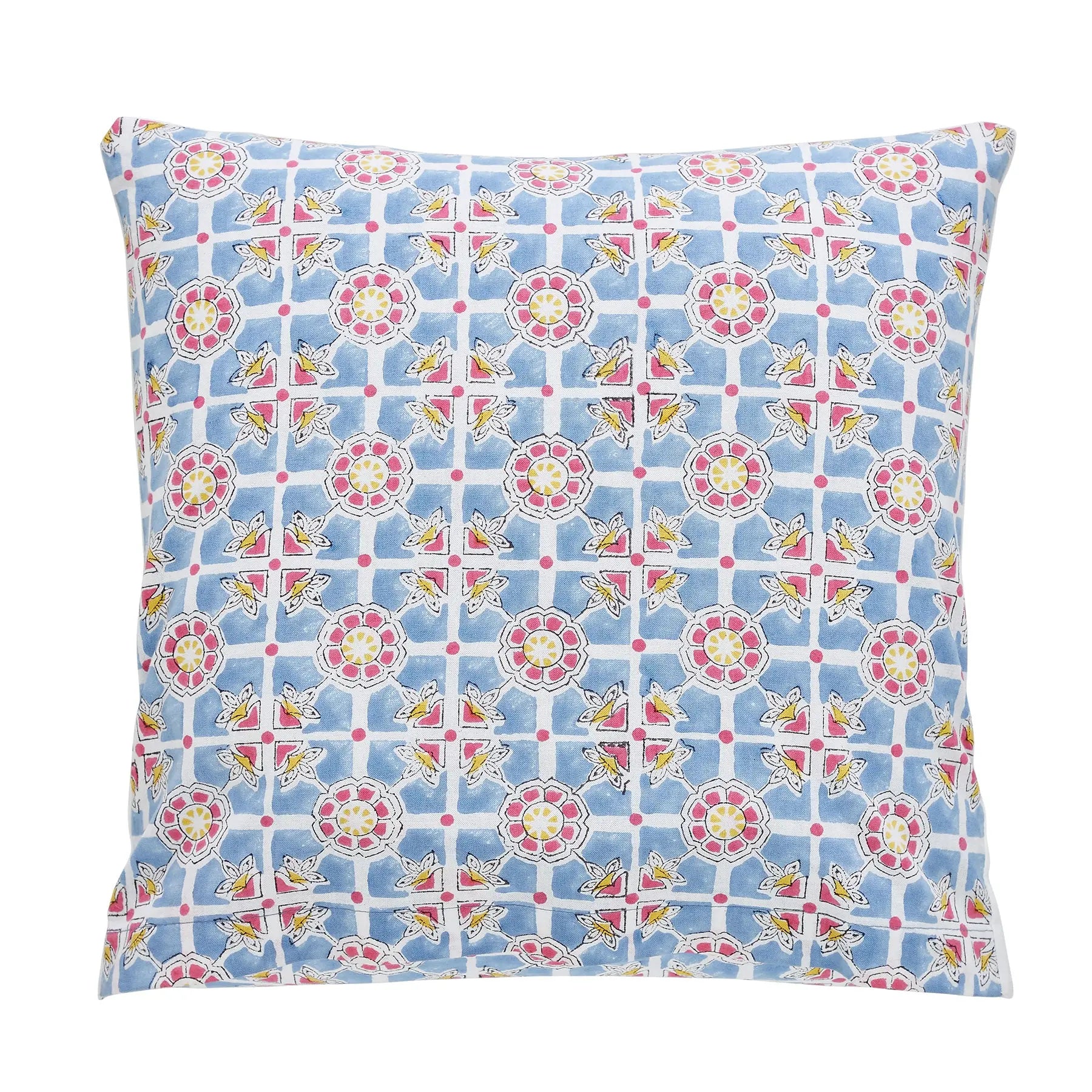 Indian Way Blue Hand Block Printed Cotton Cushion Cover