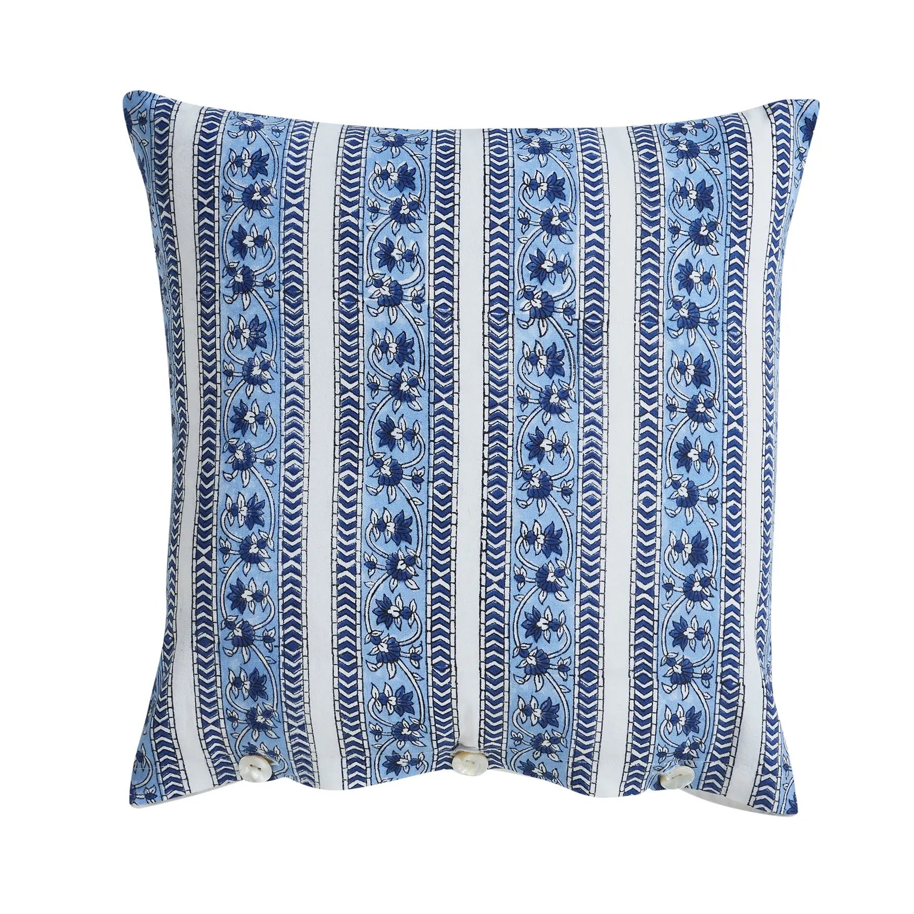 Palm Blue Hand Block Print Cotton Cushion Cover