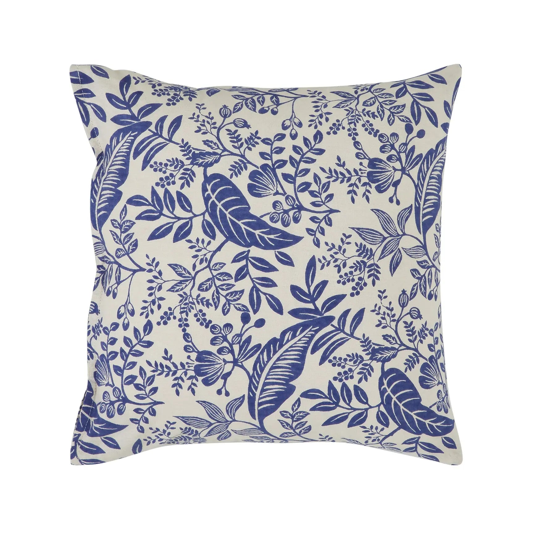 Havana Blue Hand Screen Print Cotton Cushion Cover