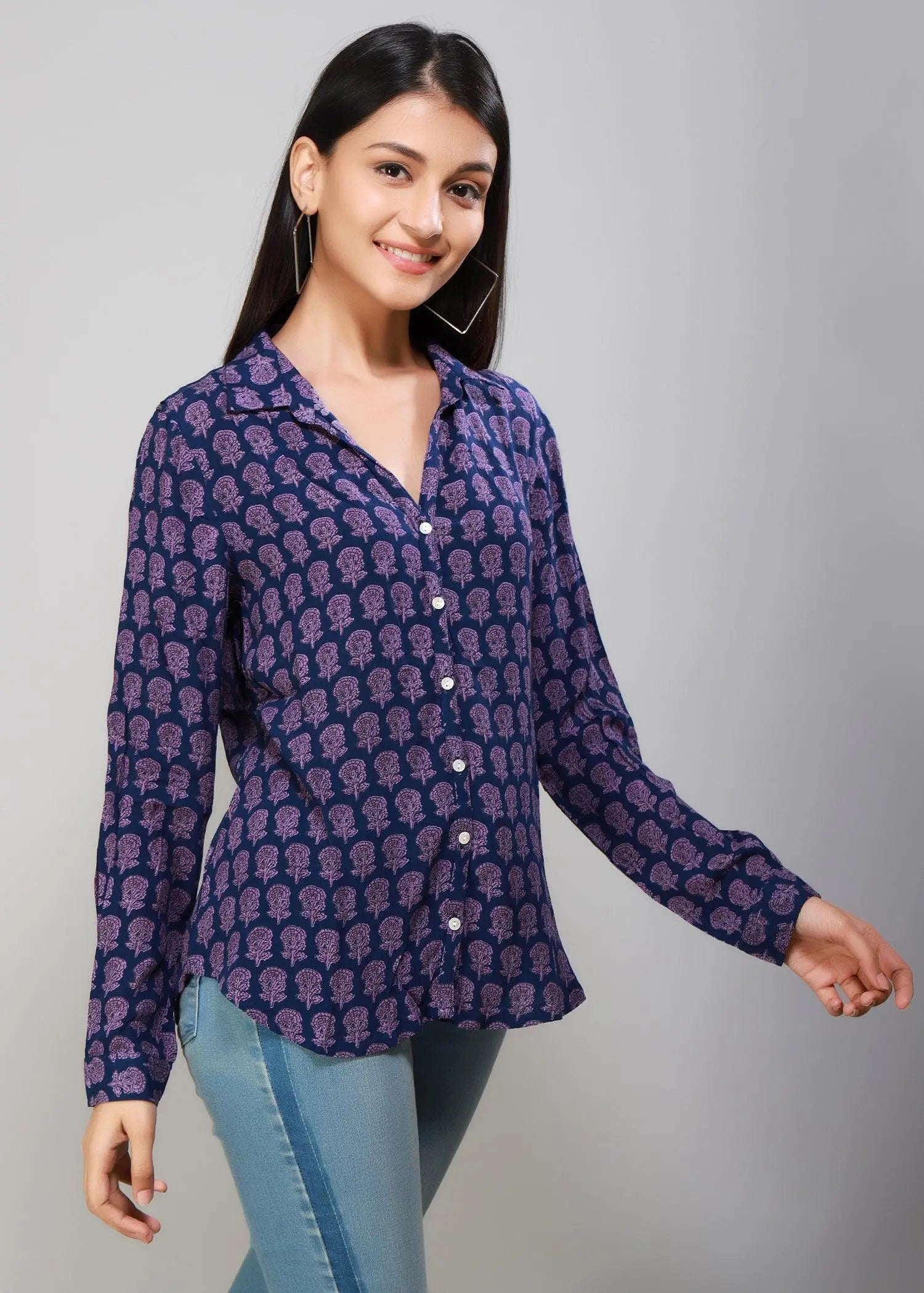 Blue/Purple Full Sleeves Women's Shirt