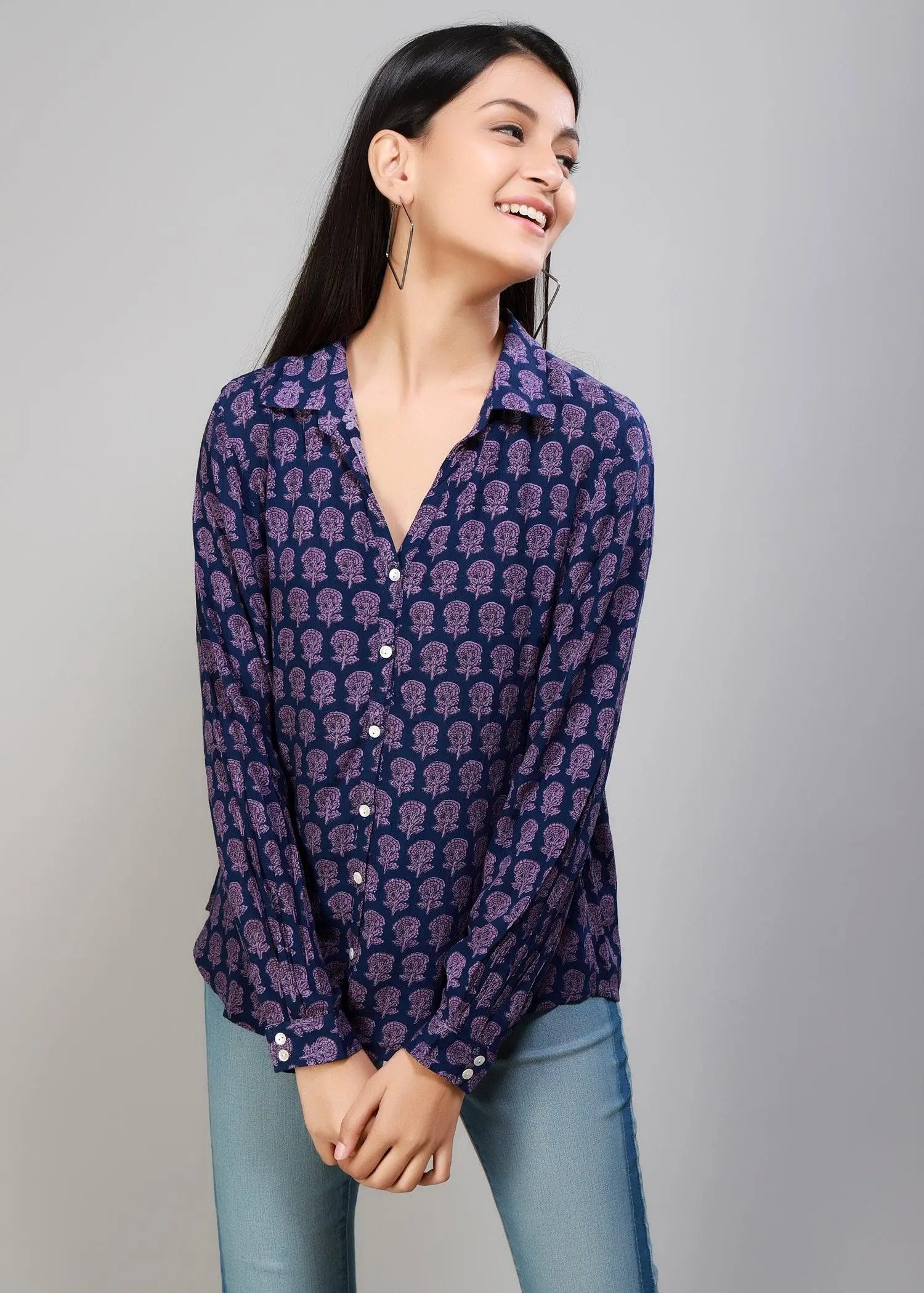 Blue/Purple Full Sleeves Women's Shirt