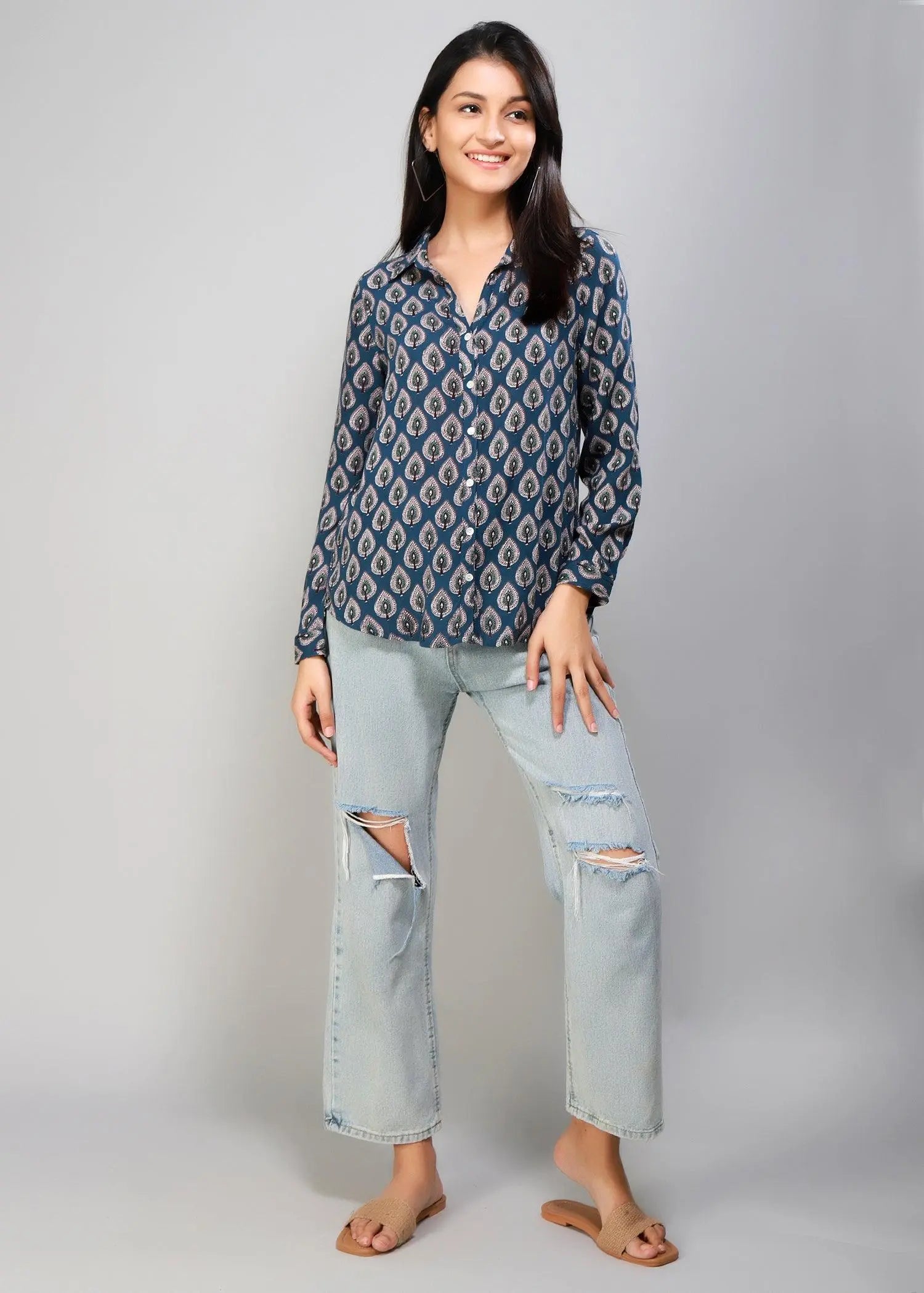 Blue Paan Full Sleeves Women's Shirt