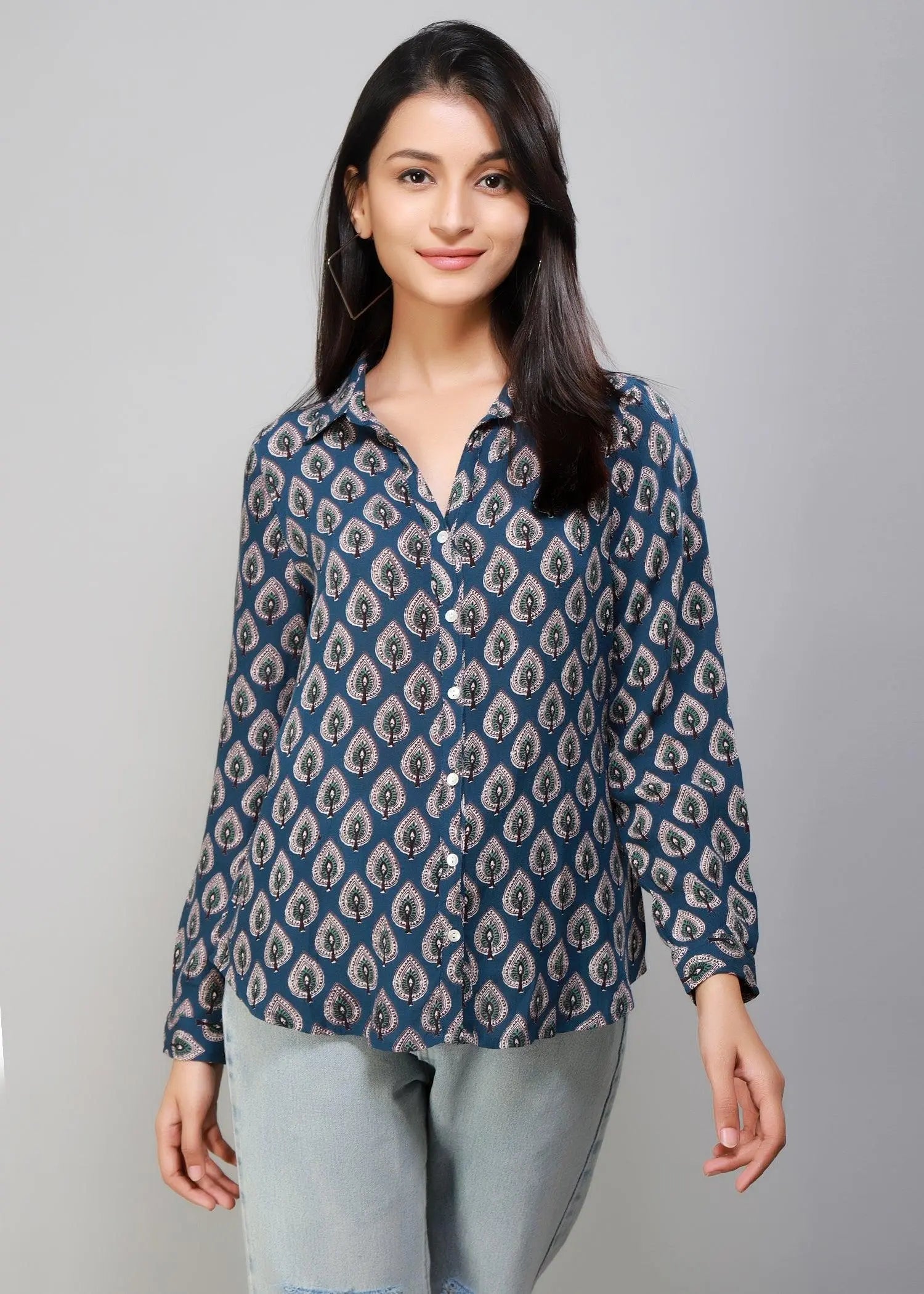 Blue Paan Full Sleeves Women's Shirt