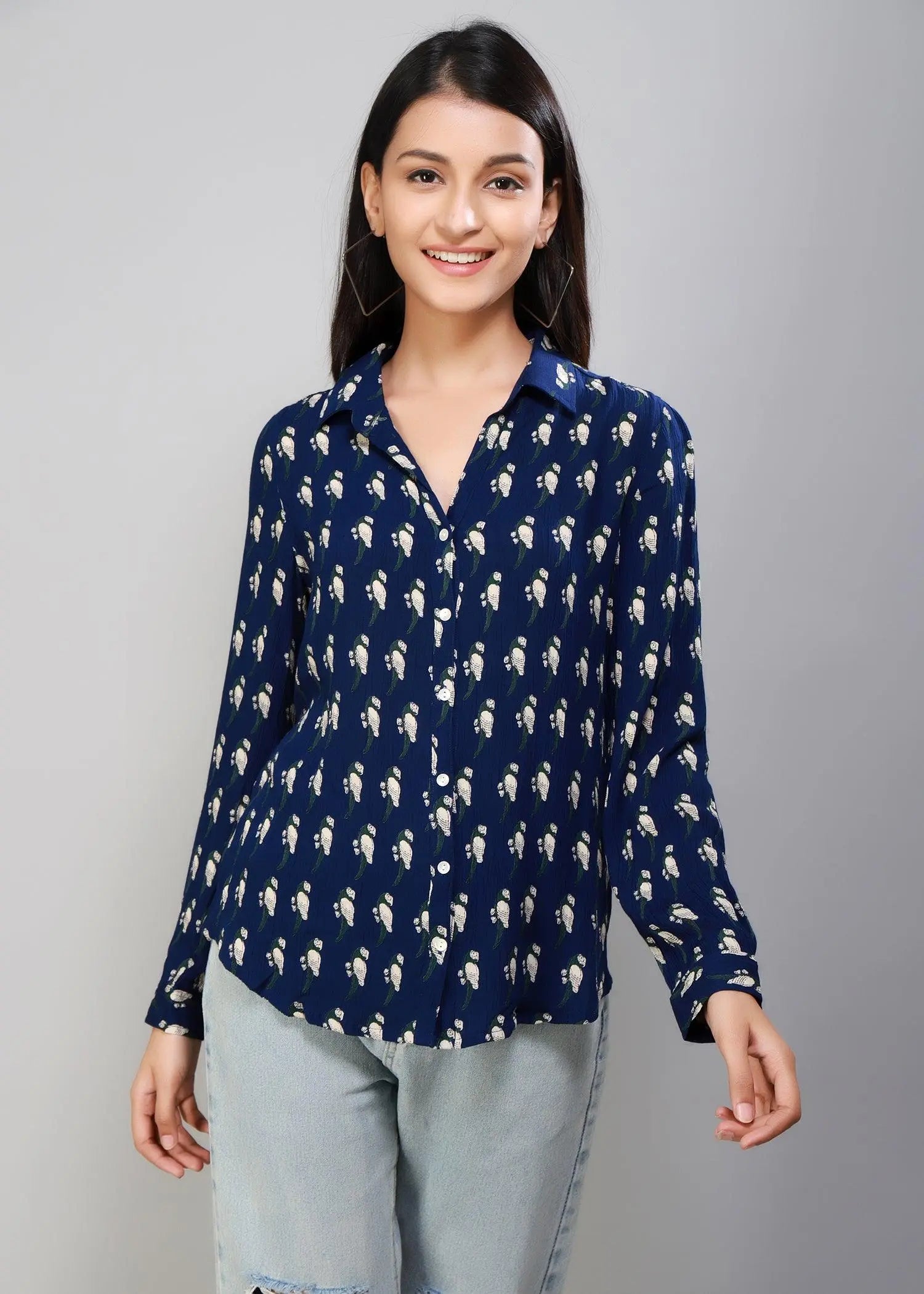 Blue Full Sleeves Women's Shirt