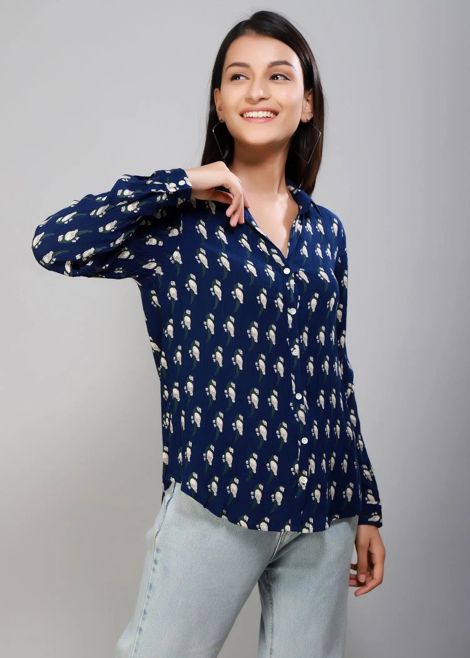 Blue Full Sleeves Women's Shirt