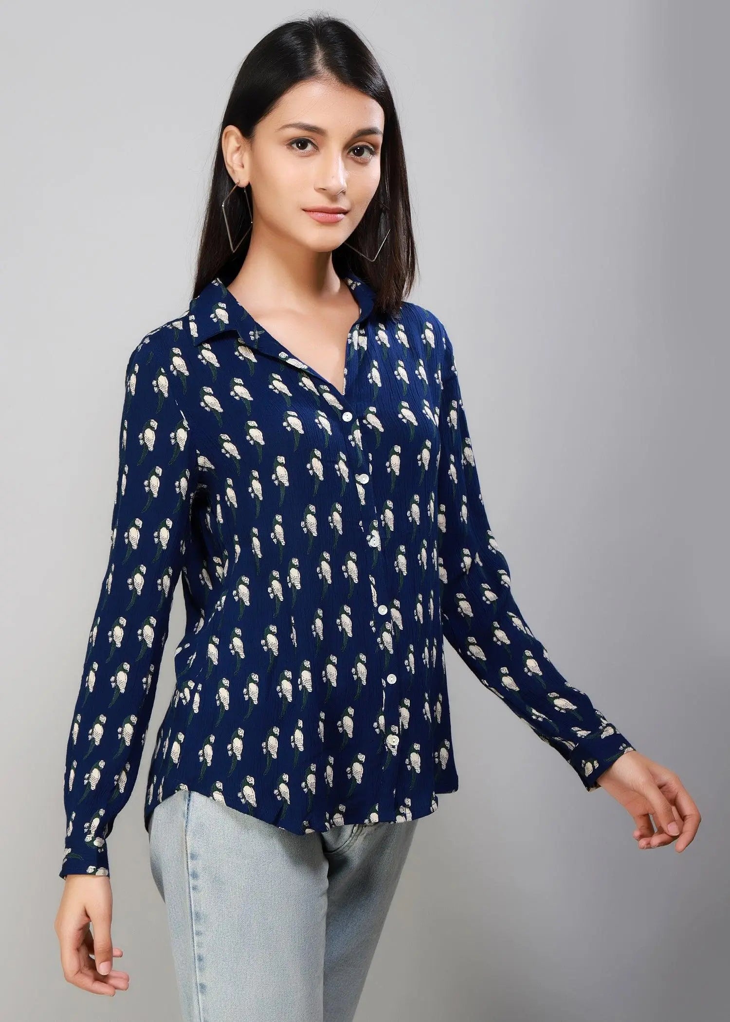 Blue Full Sleeves Women's Shirt