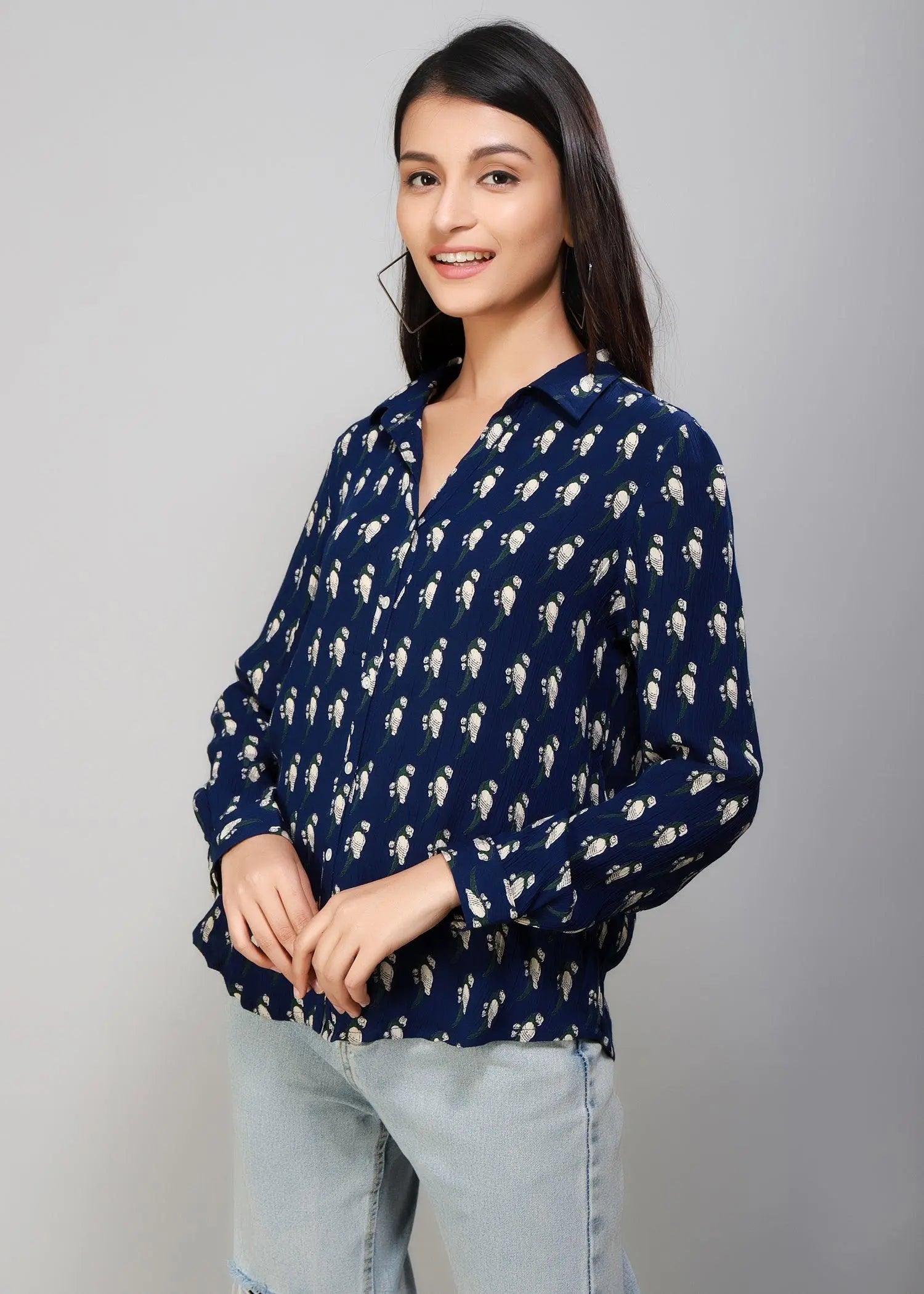 Blue Full Sleeves Women's Shirt