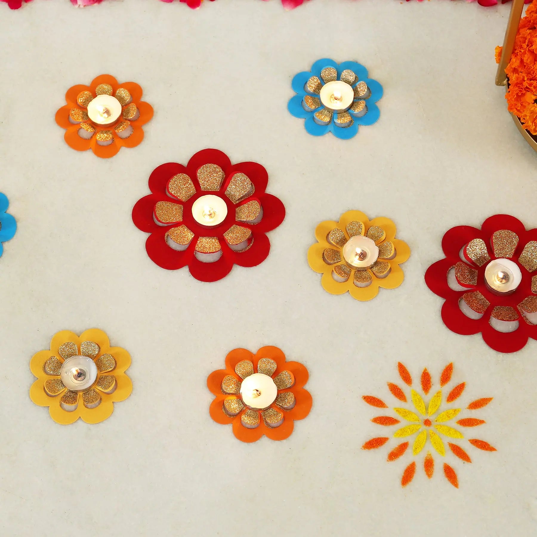 Multi Handmade Paper Floor Décor in Marigold