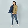 Blue and Yellow Cotton Quilted Reversible Jacket