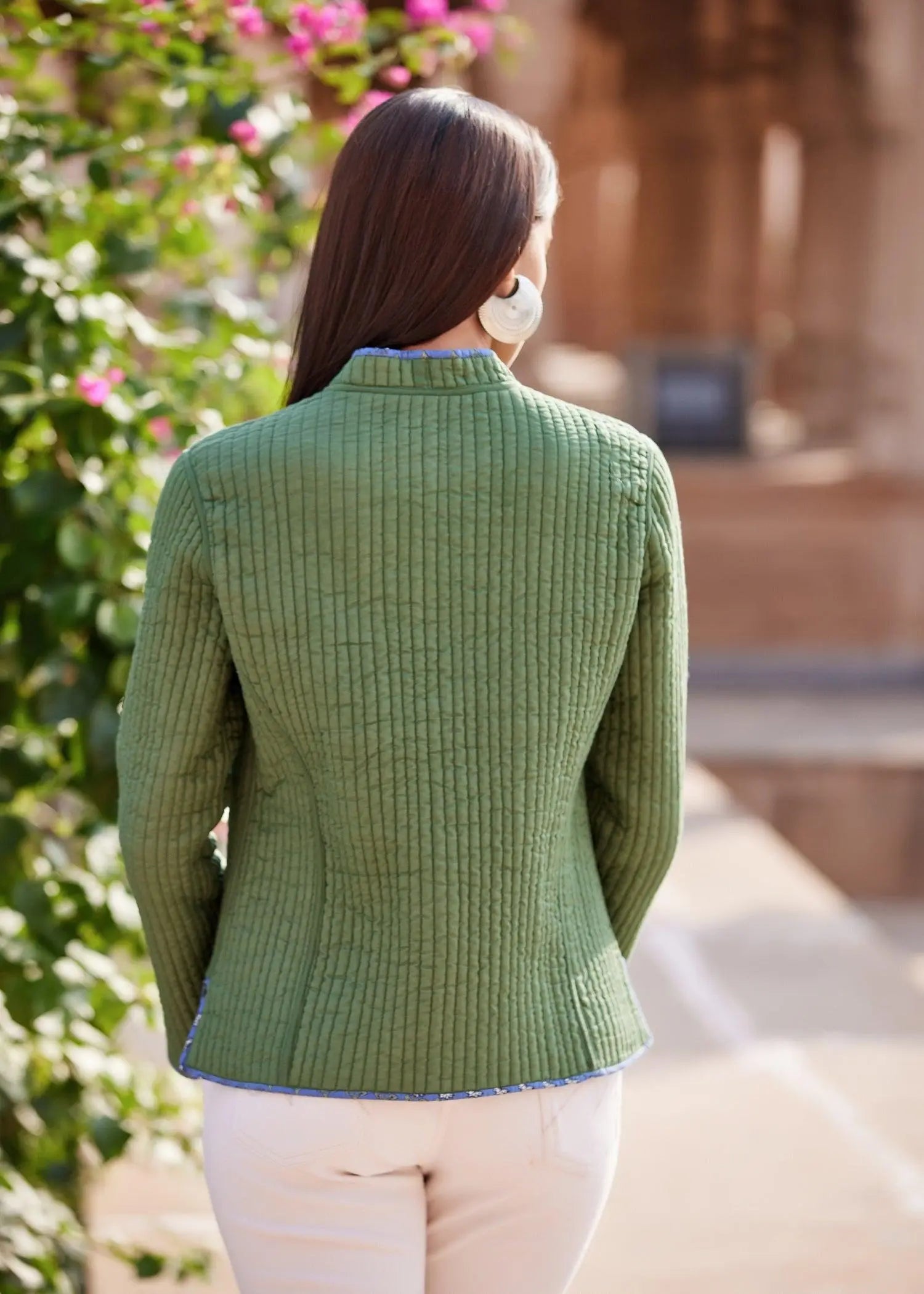 Classic Blue and Green Color Quilted Reversible-Full Sleeves Jacket