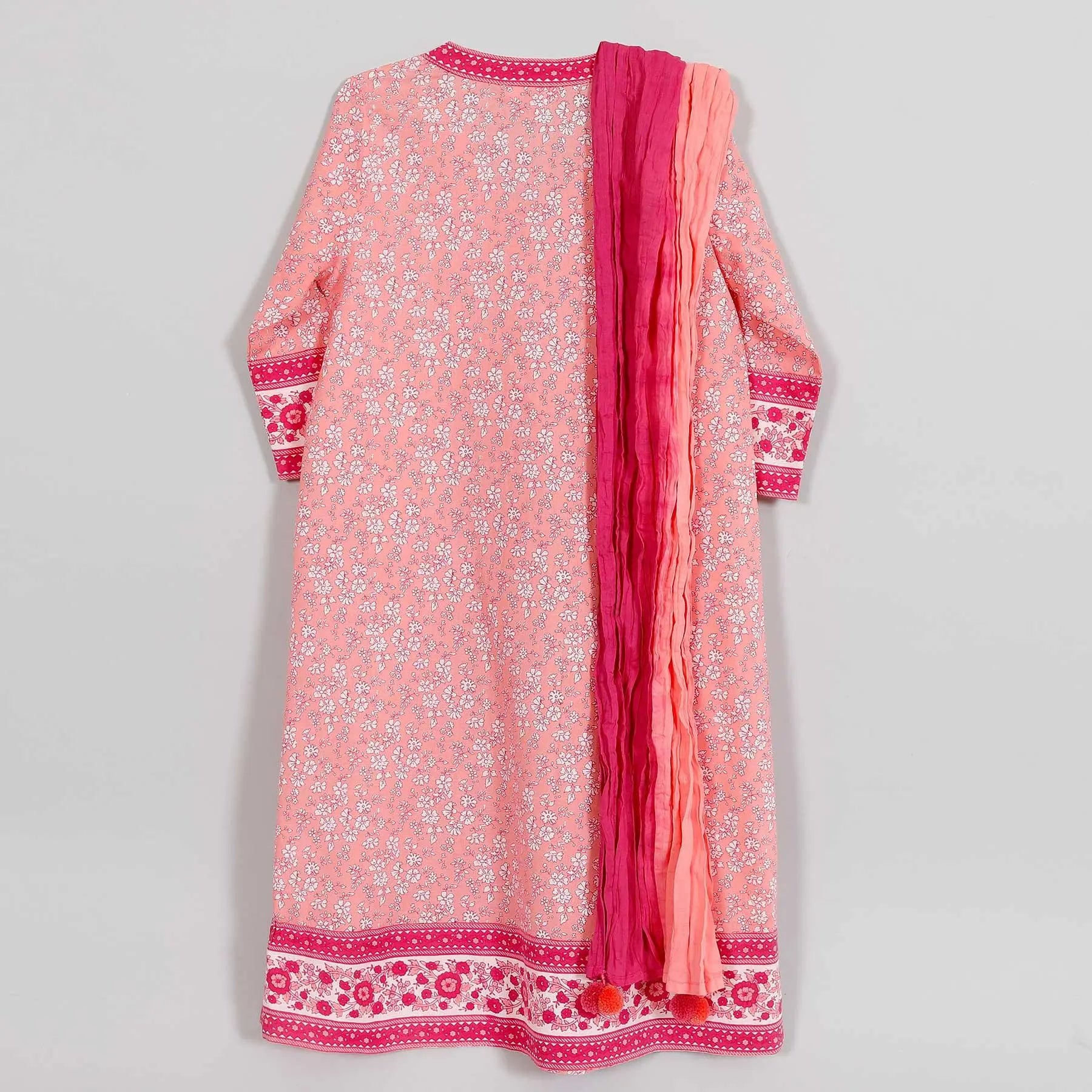 Nagma Barkha Pink Cotton Kurta With Dupatta Girl (2-12 Years) (Set Of 2)