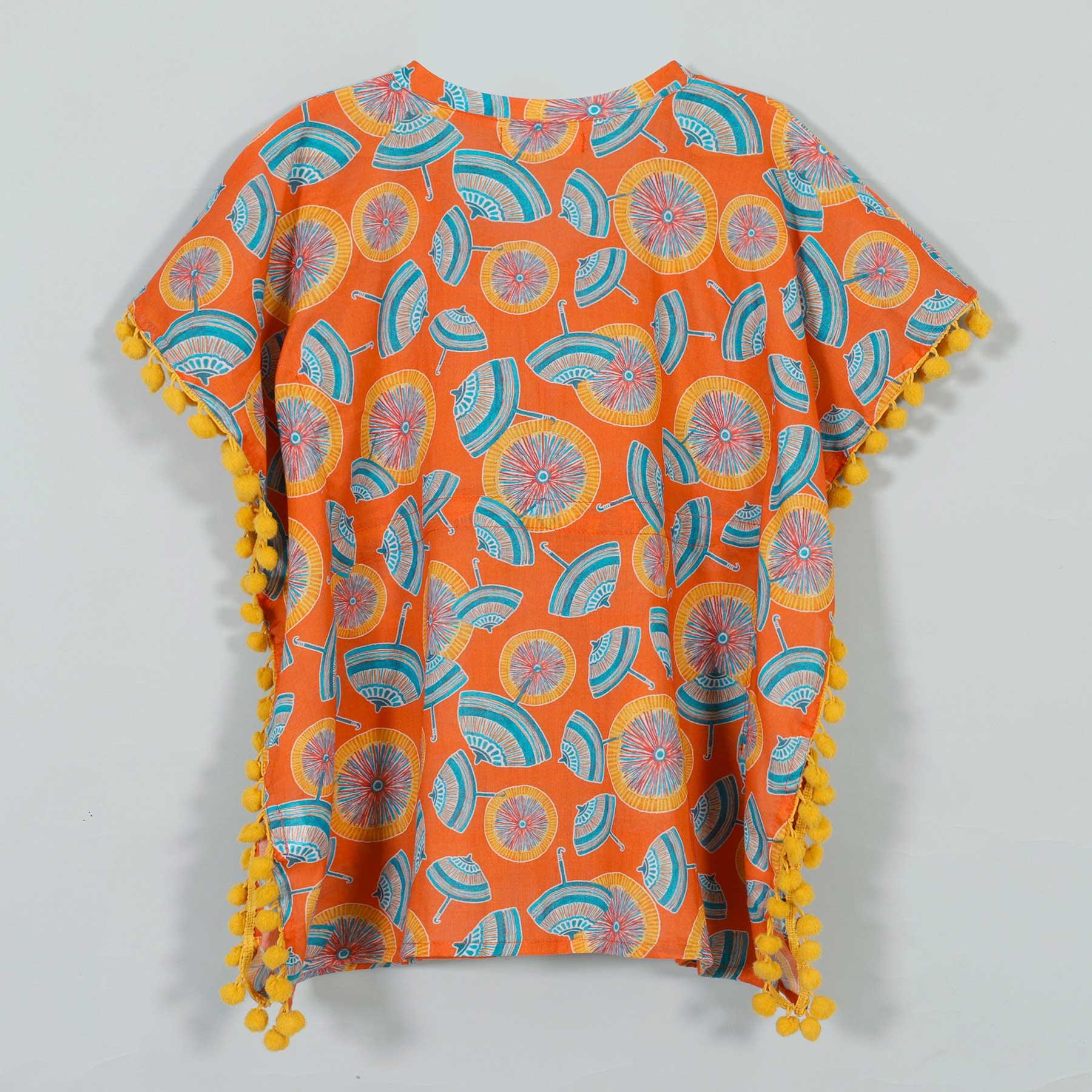 Umbrella Orange Cotton Kaftan Girl (2-14 Years)