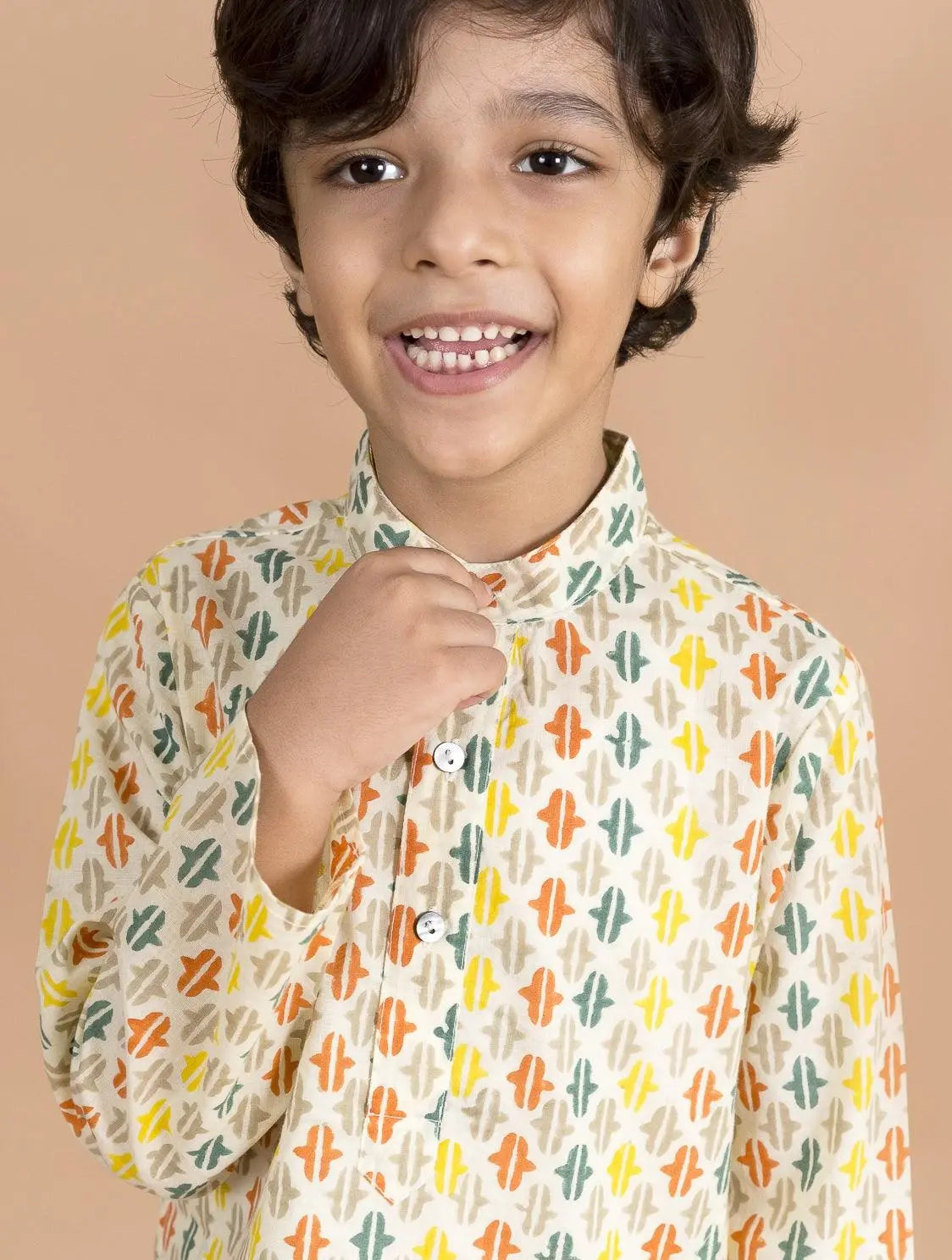 Replica Yellow Cotton Kurta Boy (6 Month to 12 Years)