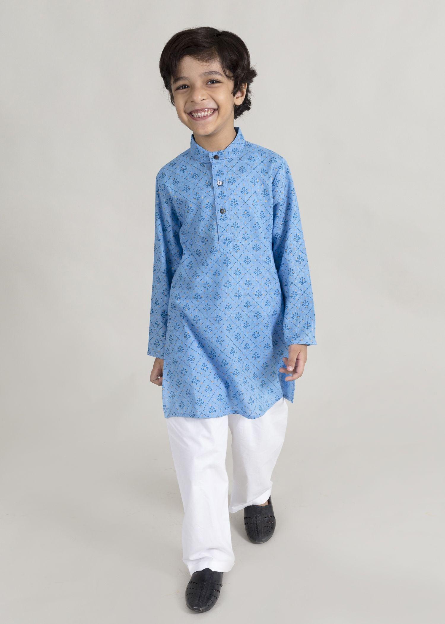 Ember Buti Blue Cotton Kurta Boy (6 Month to 14 Years)